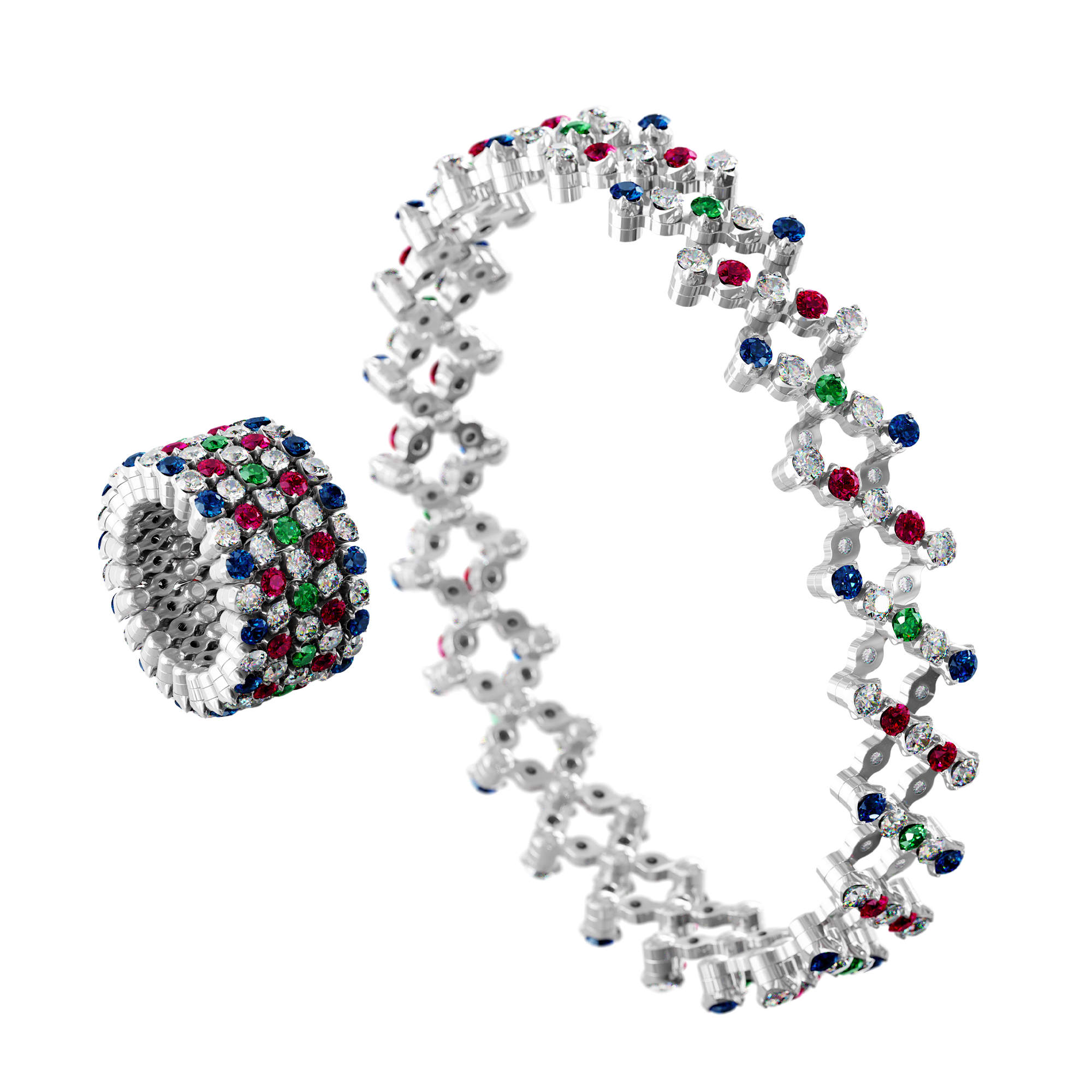 Serafino Consoli Brevetto Multi-Size Ring und Armband (Ref: S.RB 5FI4 WG WD MC)