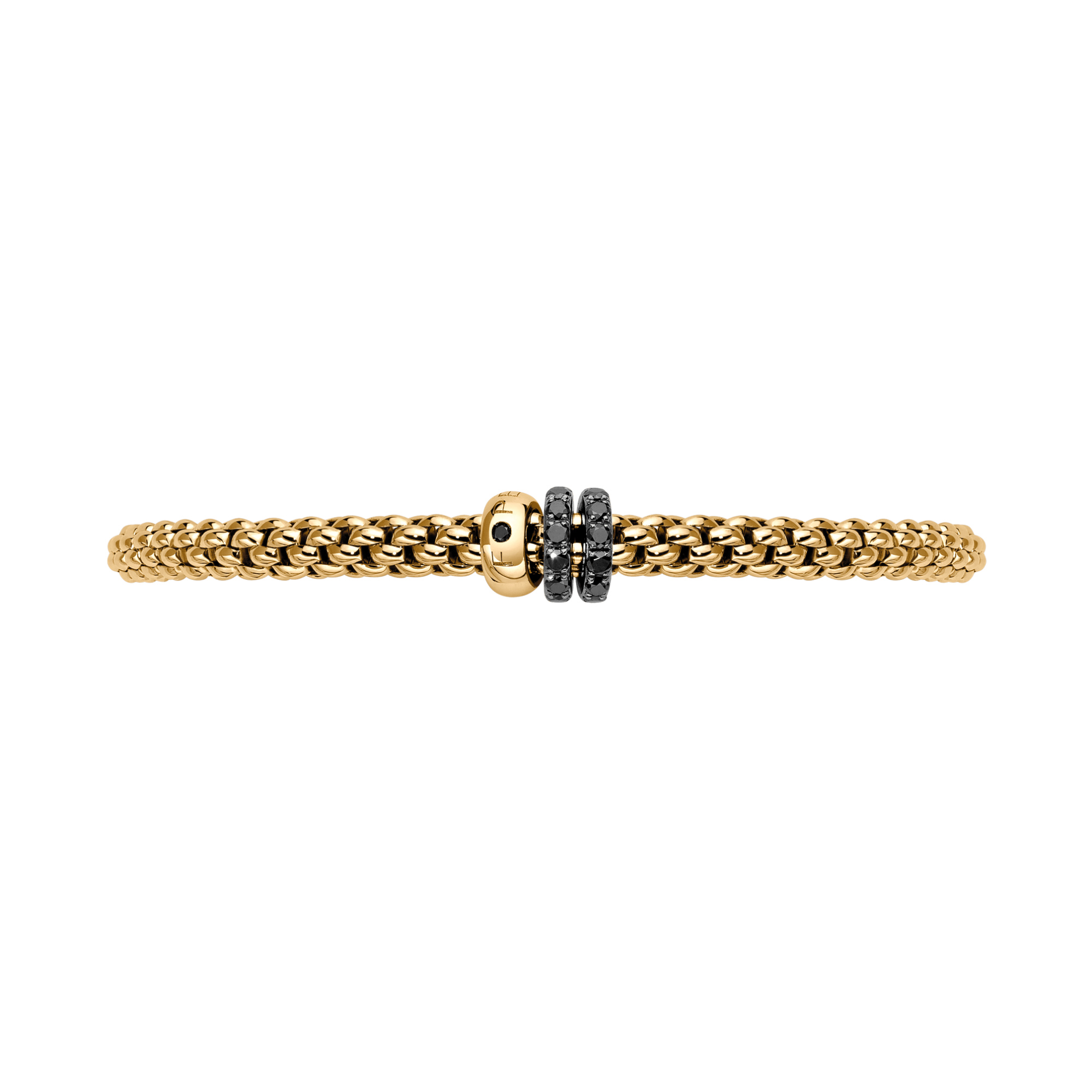 FOPE Solo Flex'it Armband mit drei Rondellen und schwarzem Pavébesatz (Ref: 62506BX_PN_G_11G_0XS)