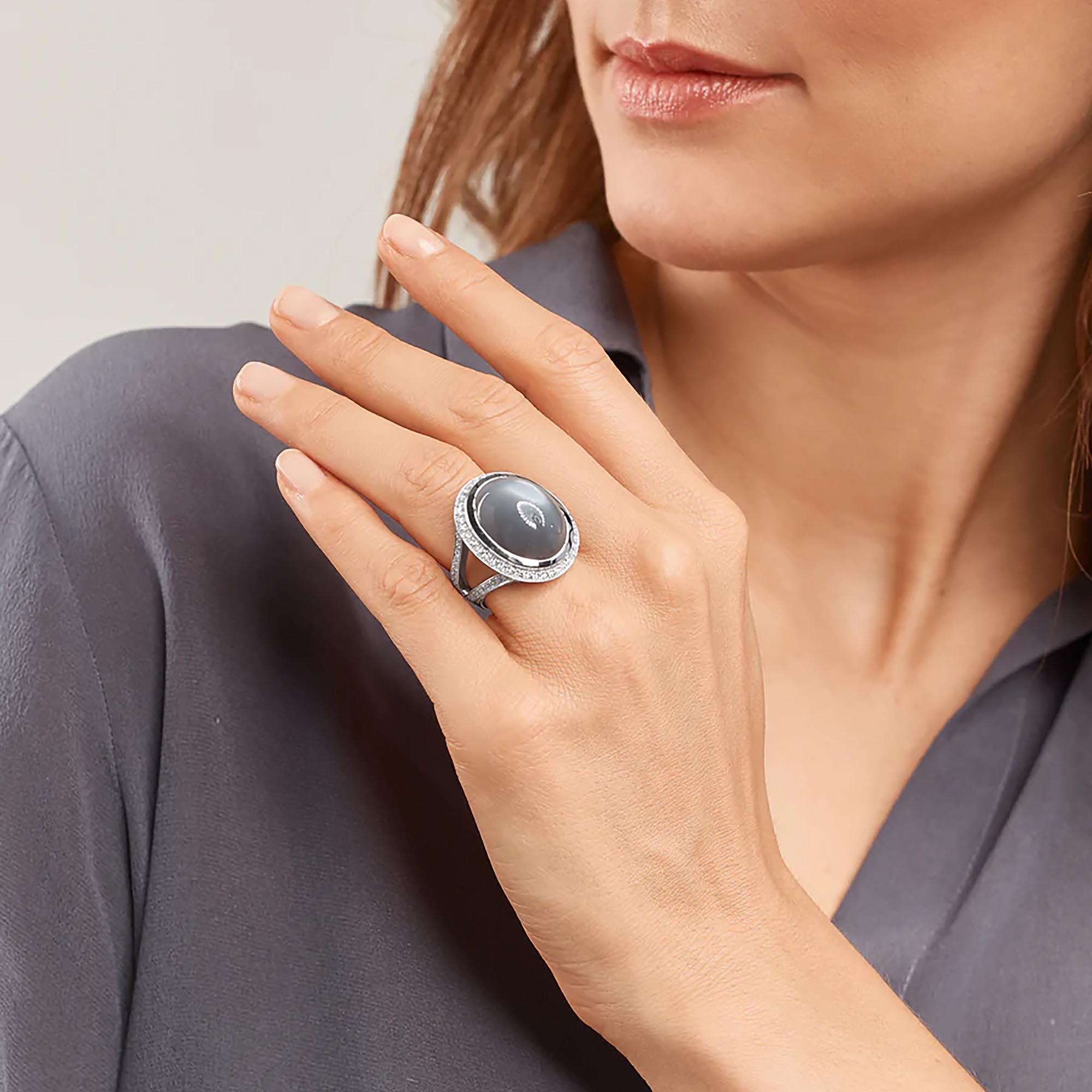 Tamara Comolli CUSHION Ring small grauer Mondstein (Ref: R-Cush-s-MoGr-p-wg)