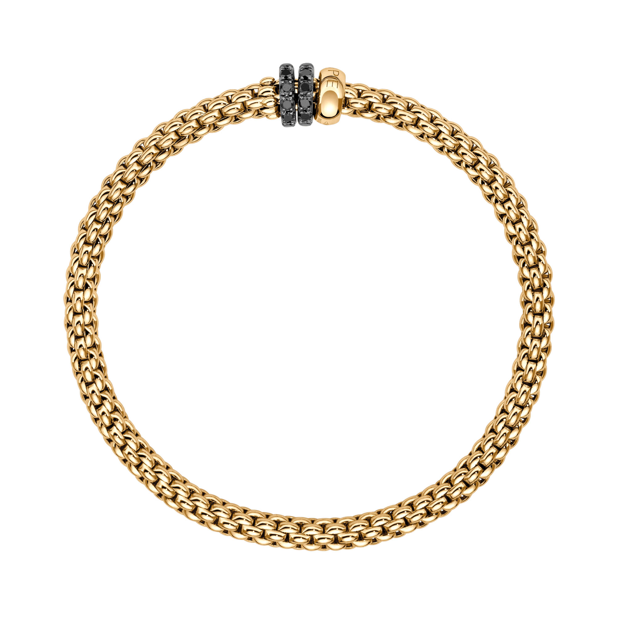FOPE Solo Flex'it Armband mit drei Rondellen und schwarzem Pavébesatz (Ref: 62506BX_PN_G_11G_0XS)