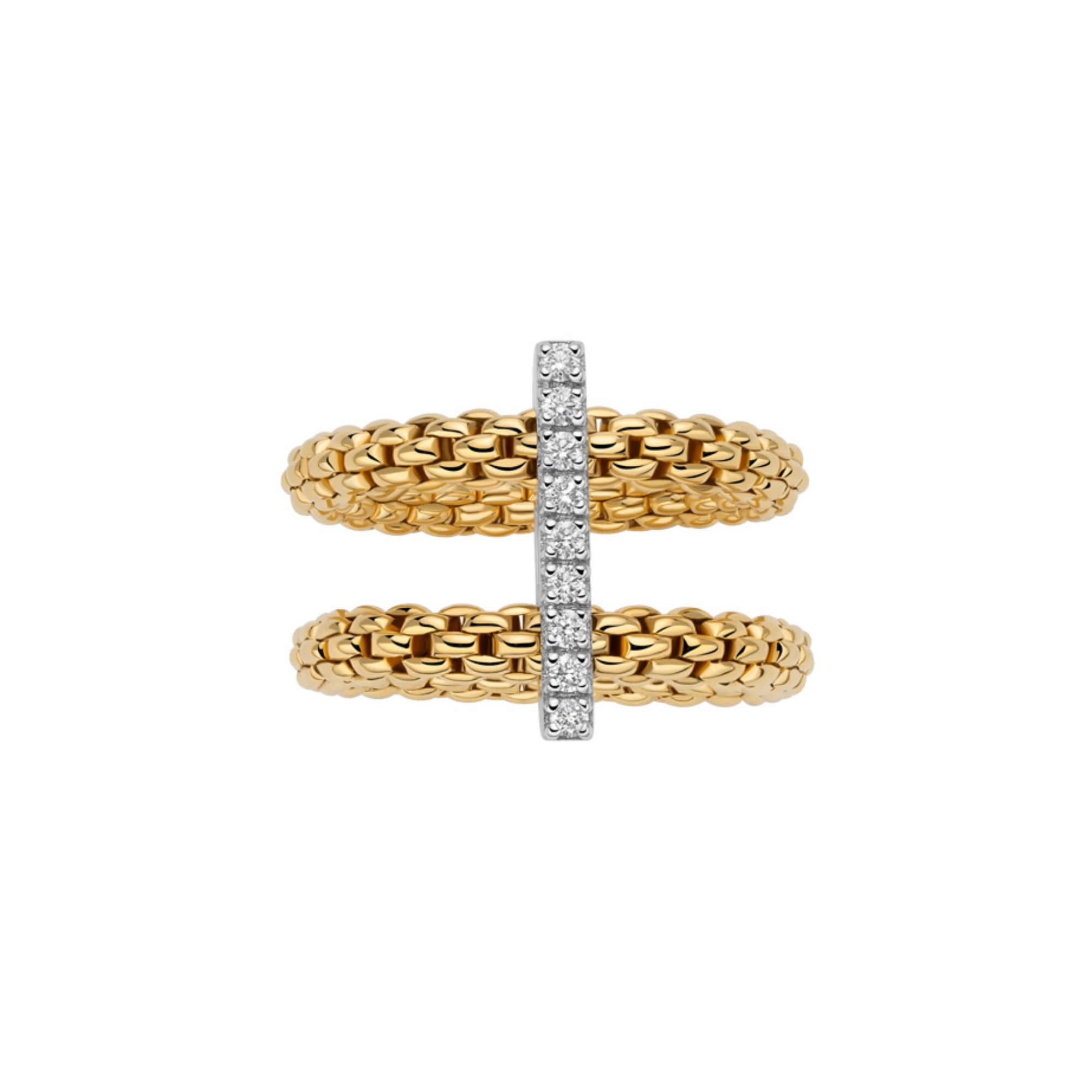 FOPE Prima doppelter Mesh-Ring mit Diamantpavé (Ref: 74008AX_BB_G_XBX_0XS)