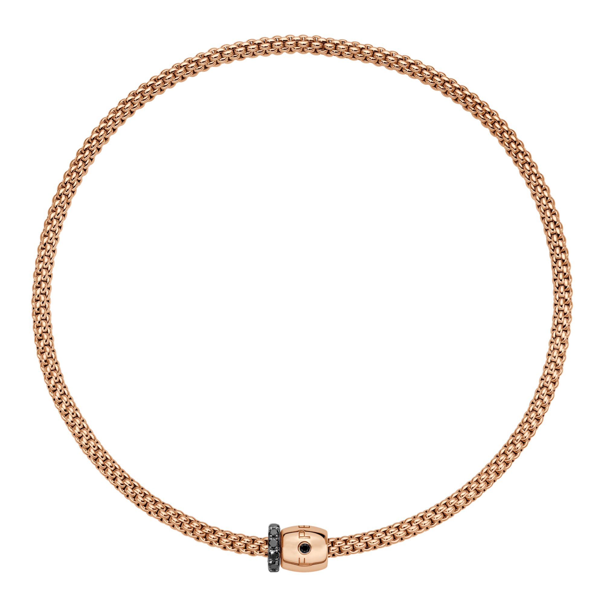 FOPE Solo Flex'it Halskette mit dekorativem Verschluss und schwarzem Diamantpavé (Ref: 62606CX_PN_R_X1X_034)