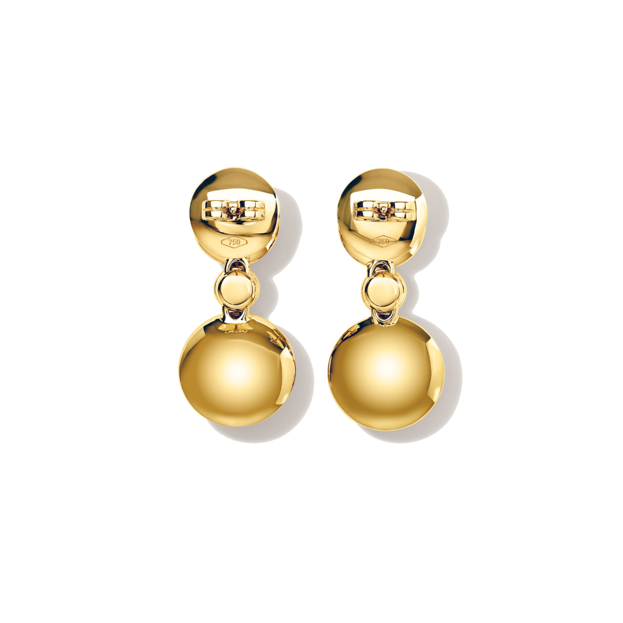 Tamara Comolli BOUTON Ohrhänger 2 Cabochons mit Diamant-Pavé (Ref: E-BOU-2-p-Cl-yg)