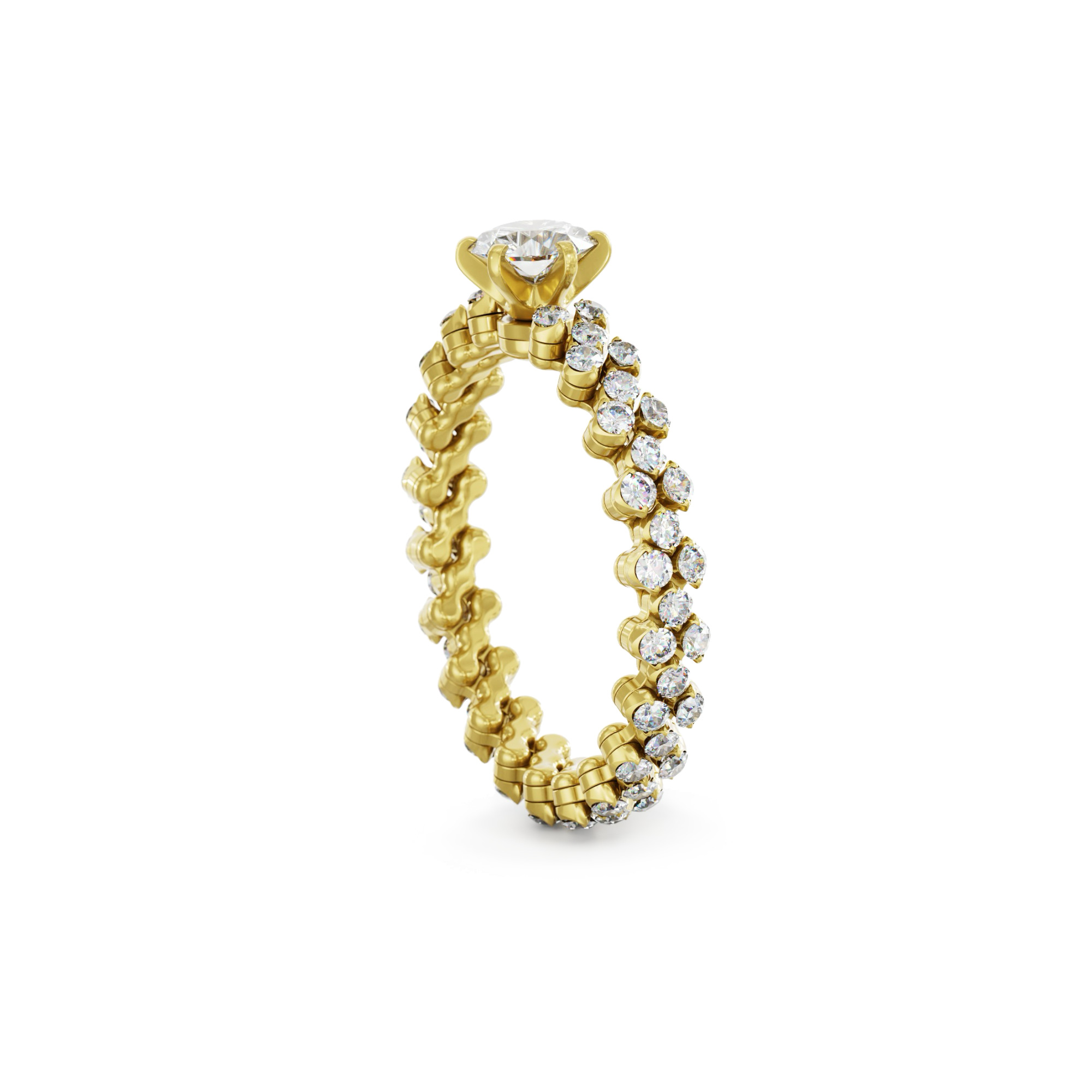 Serafino Consoli Brevetto Solitaire Multi-Size Ring (Ref: RMS SL WD 100 3F2 YG WD)