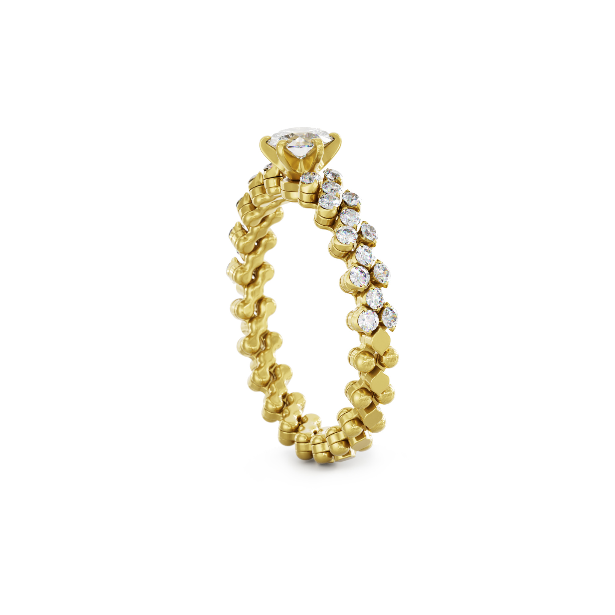 Serafino Consoli Brevetto Solitaire Multi-Size Ring (Ref: RMS SL WD 075 3H2 YG WD)