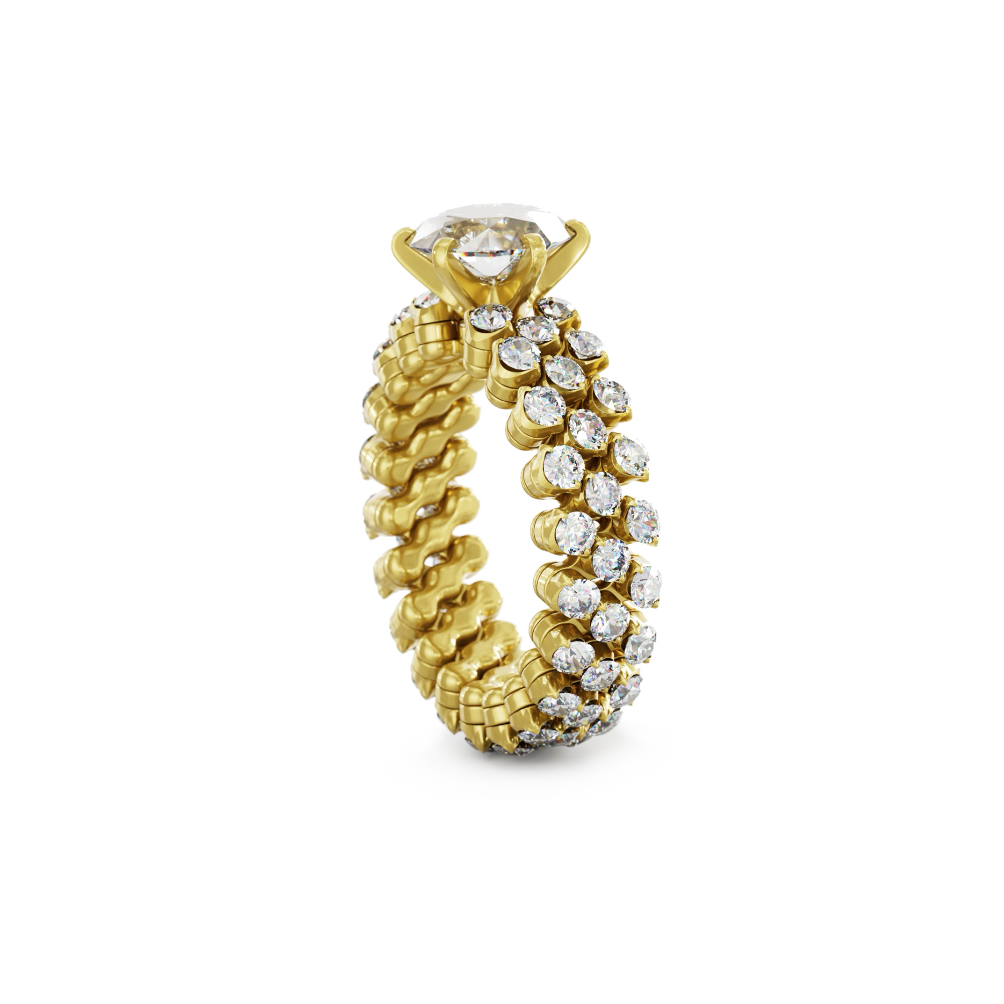 Serafino Consoli Brevetto Solitaire Multi-Size Ring (Ref: RMS SL WD 125 3F2 YG WD)