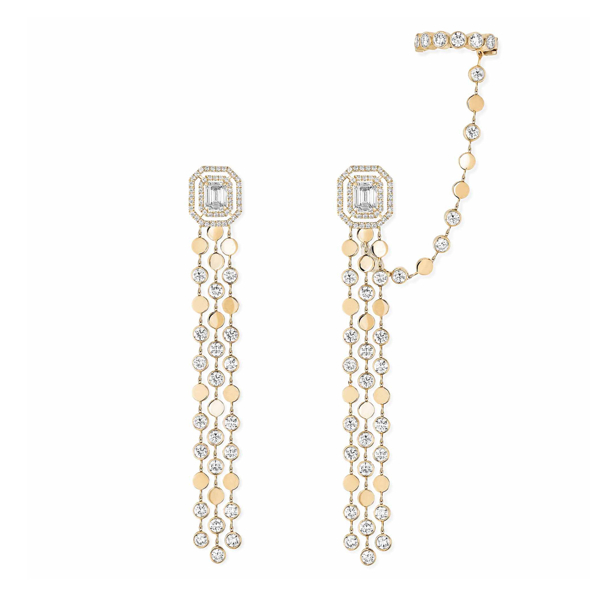 Messika D-Vibes mehrreihige Ohrringe (Ref: 12432-YG)