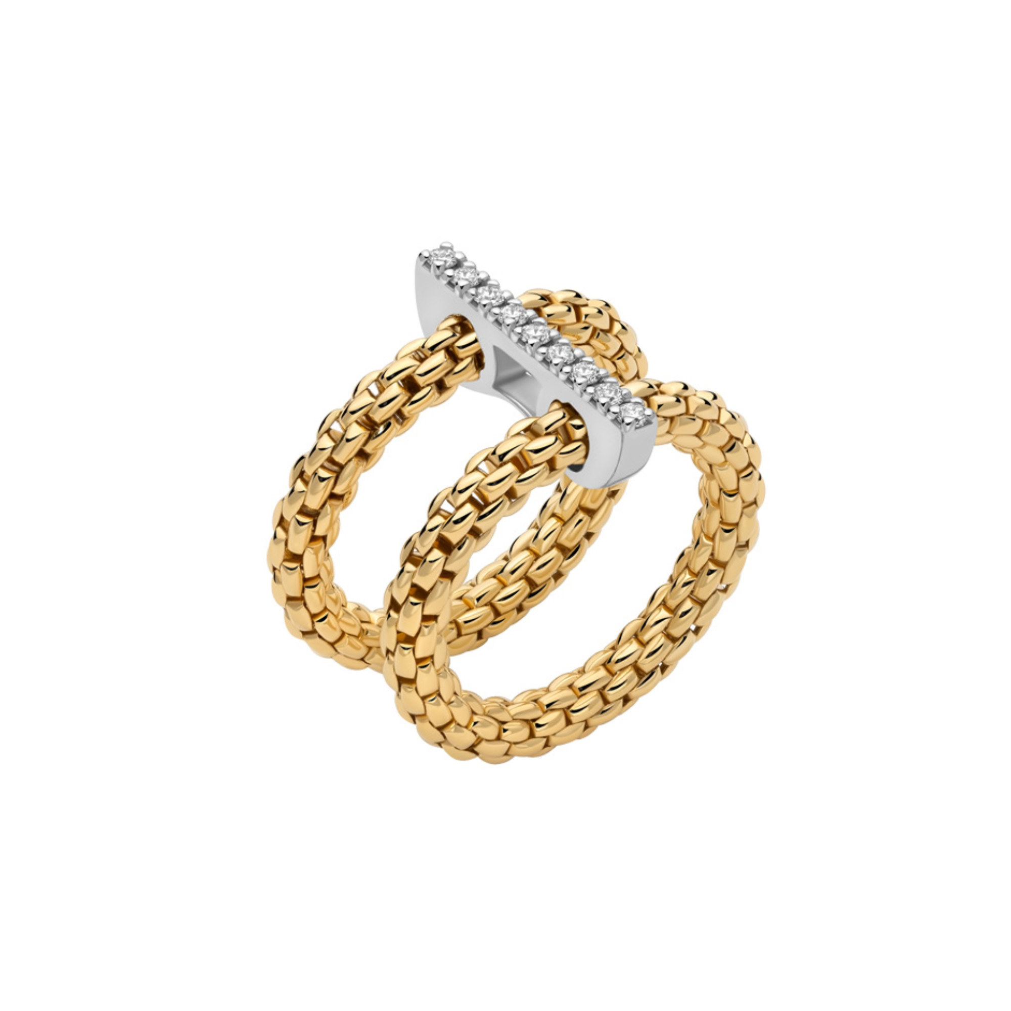 FOPE Prima doppelter Mesh-Ring mit Diamantpavé (Ref: 74008AX_BB_G_XBX_0XS)