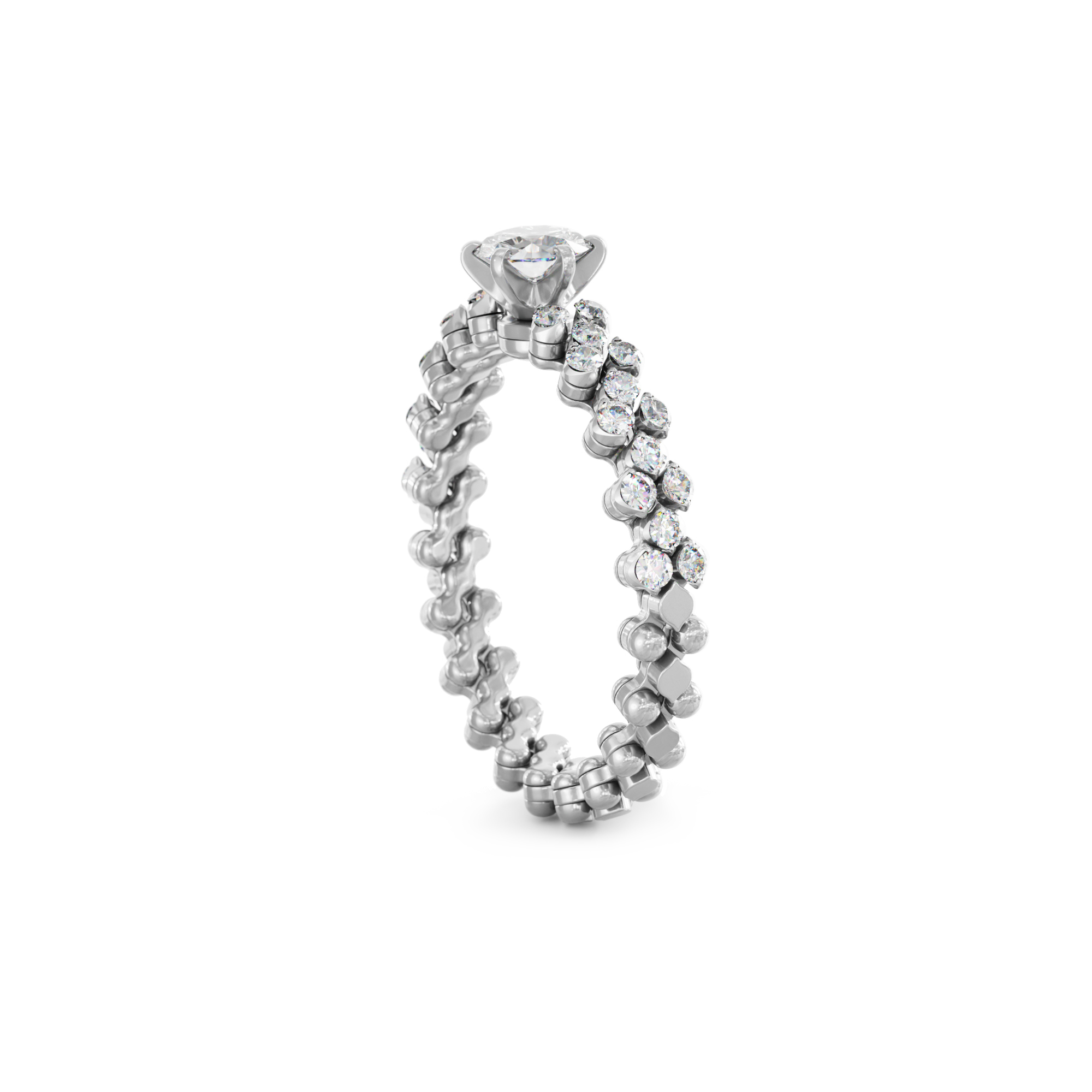 Serafino Consoli Brevetto Solitaire Multi-Size Ring (Ref: RMS SL WD 075 3H2 WG WD)