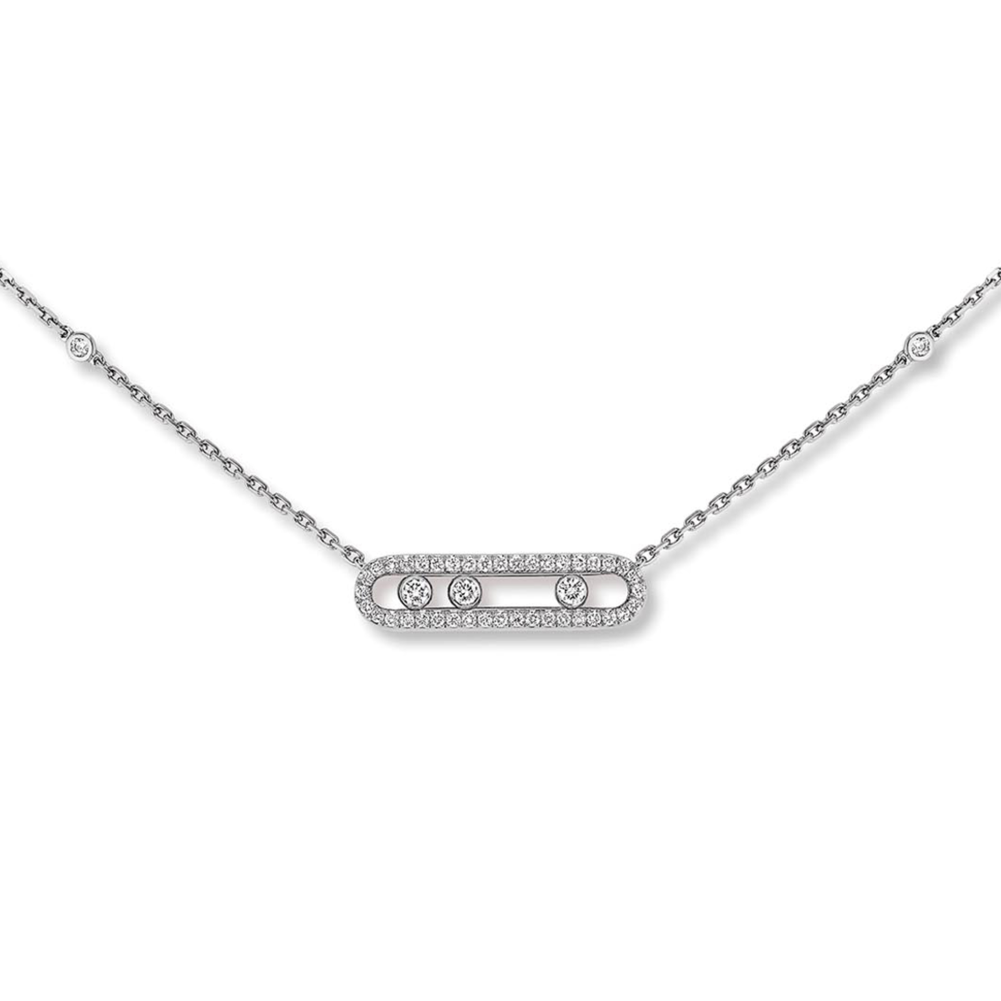 Messika Move Classique Baby Pavé Halskette (Ref: 04322-WG)