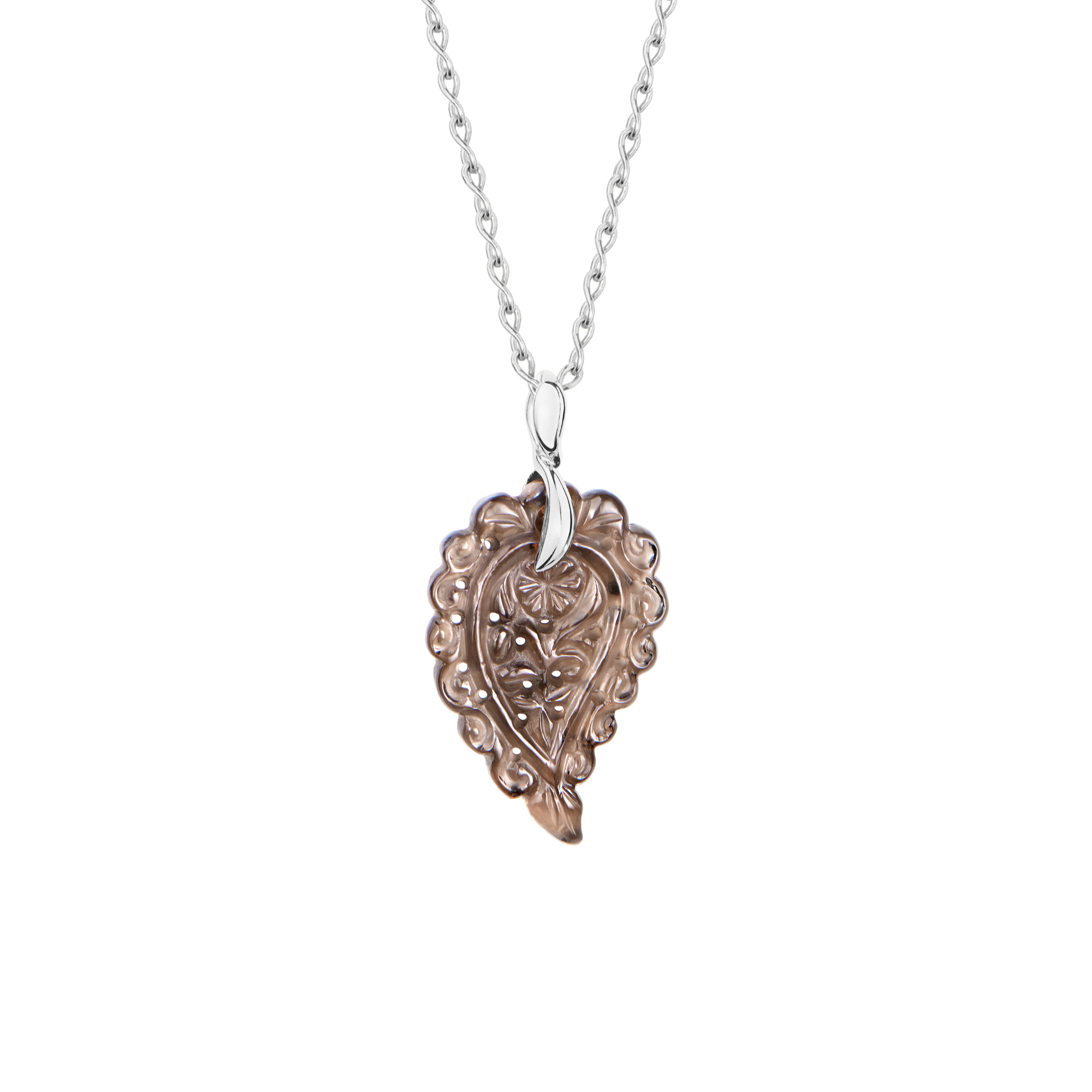 Tamara Comolli INDIA Leaf Anhänger small Rauchquarz (Ref: P-IND-s-Smo-wg)