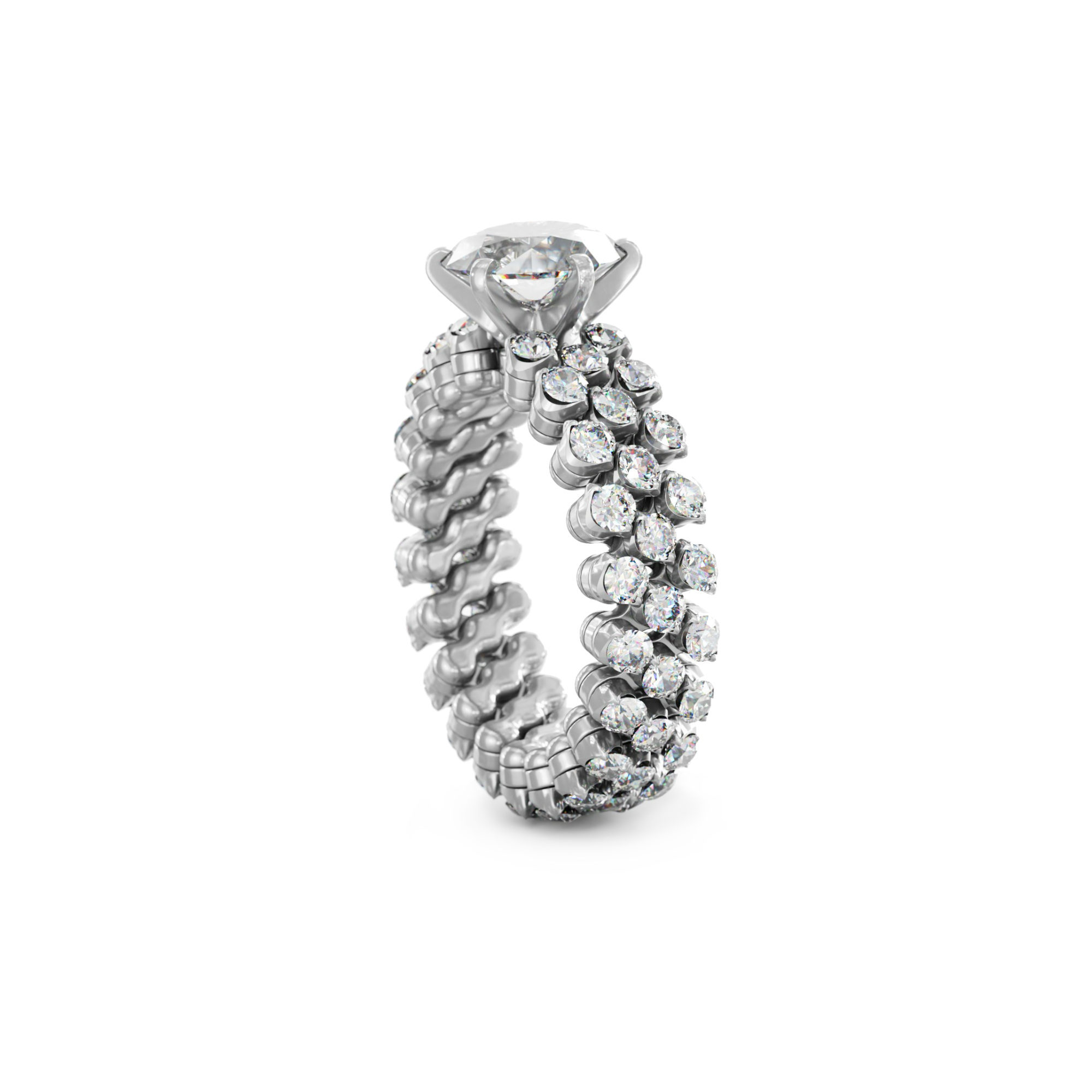 Serafino Consoli Brevetto Solitaire Multi-Size Ring (Ref: RMS SL WD 125 3F2 WG WD)