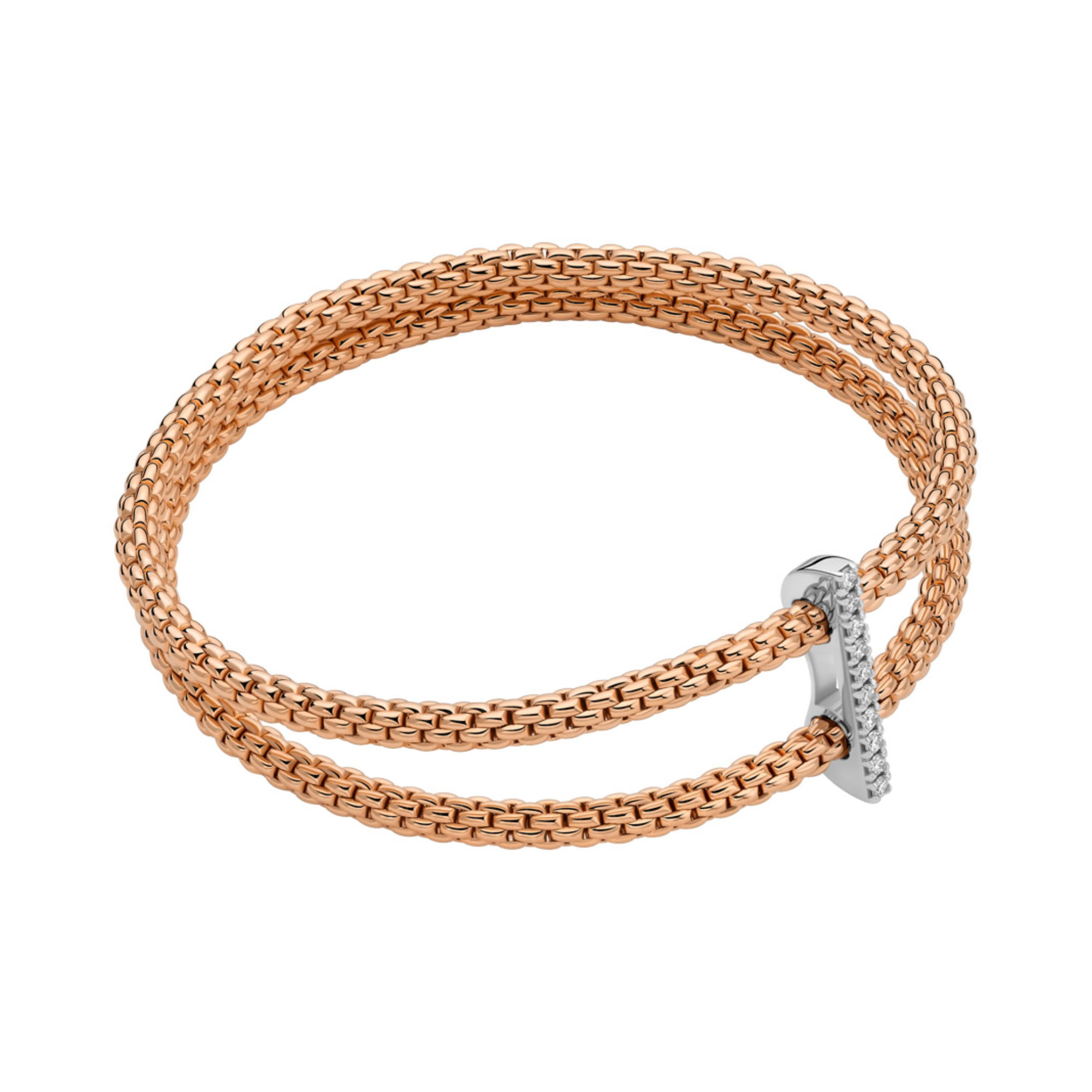 FOPE Prima doppeltes Mesh-Armband mit Diamantpavé (Ref: 74008BX_BB_R_XBX_0XS)