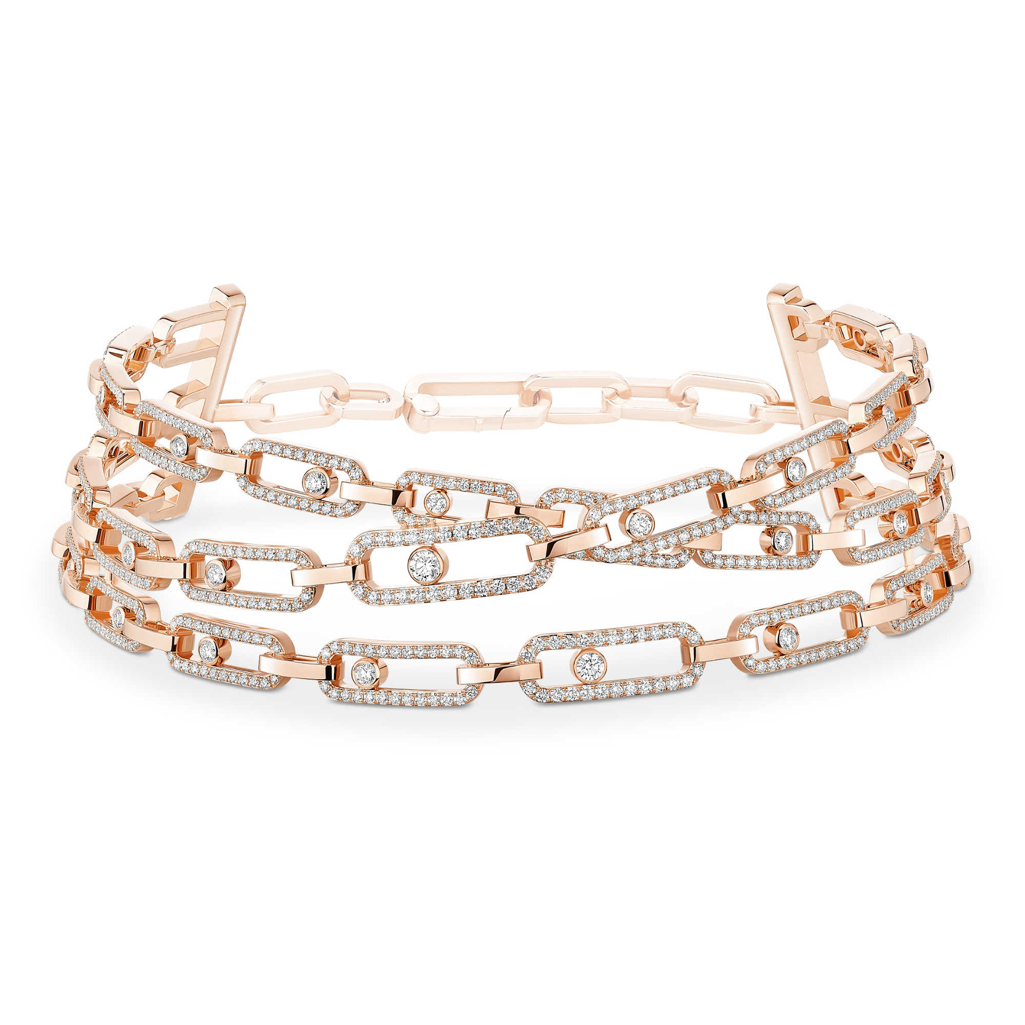 Messika Move Link 3 Rows Halskette (Ref: 14437-PG)