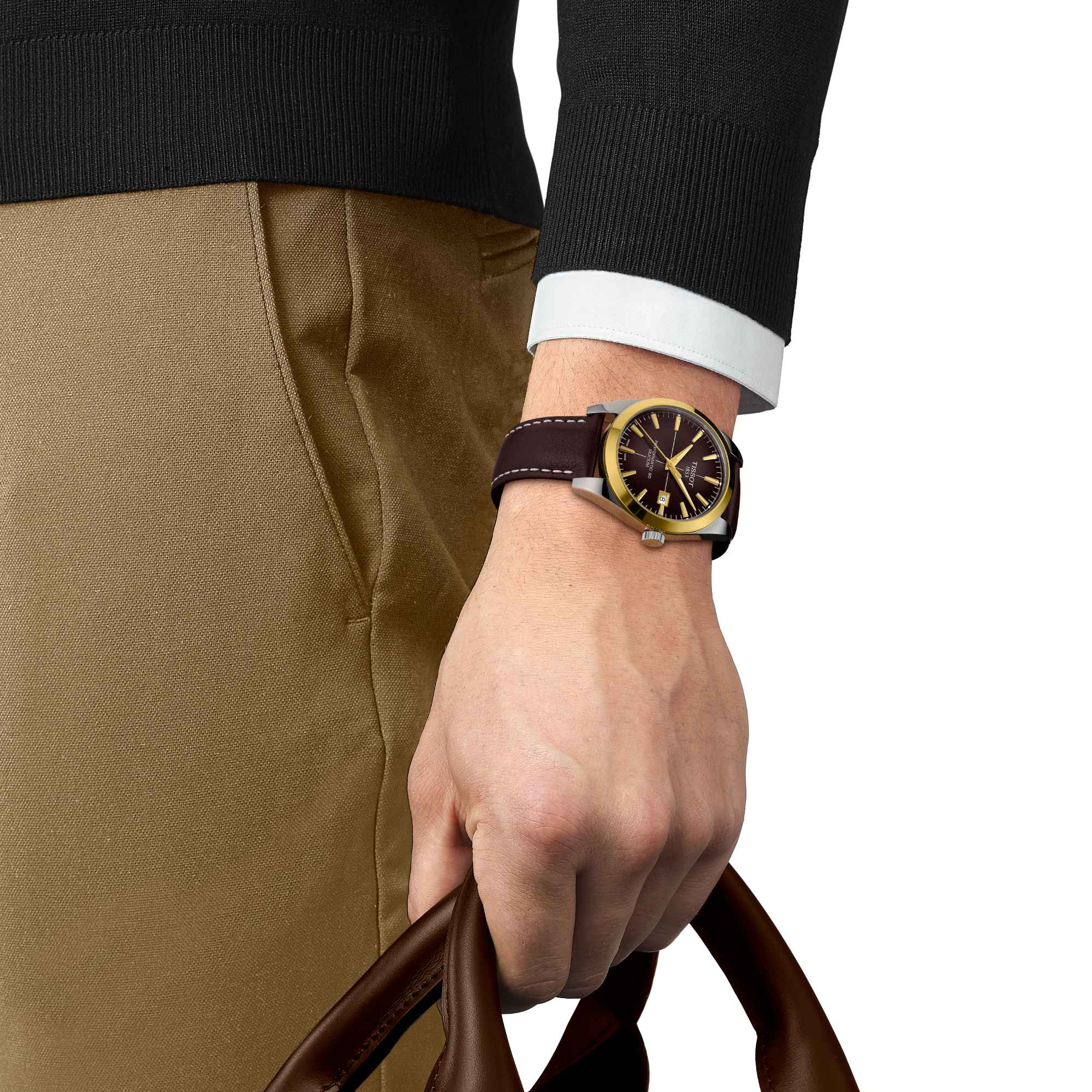 Tissot Gentleman Powermatic 80 Silicium 18K Goldlünette (Ref: T927.407.46.291.01)