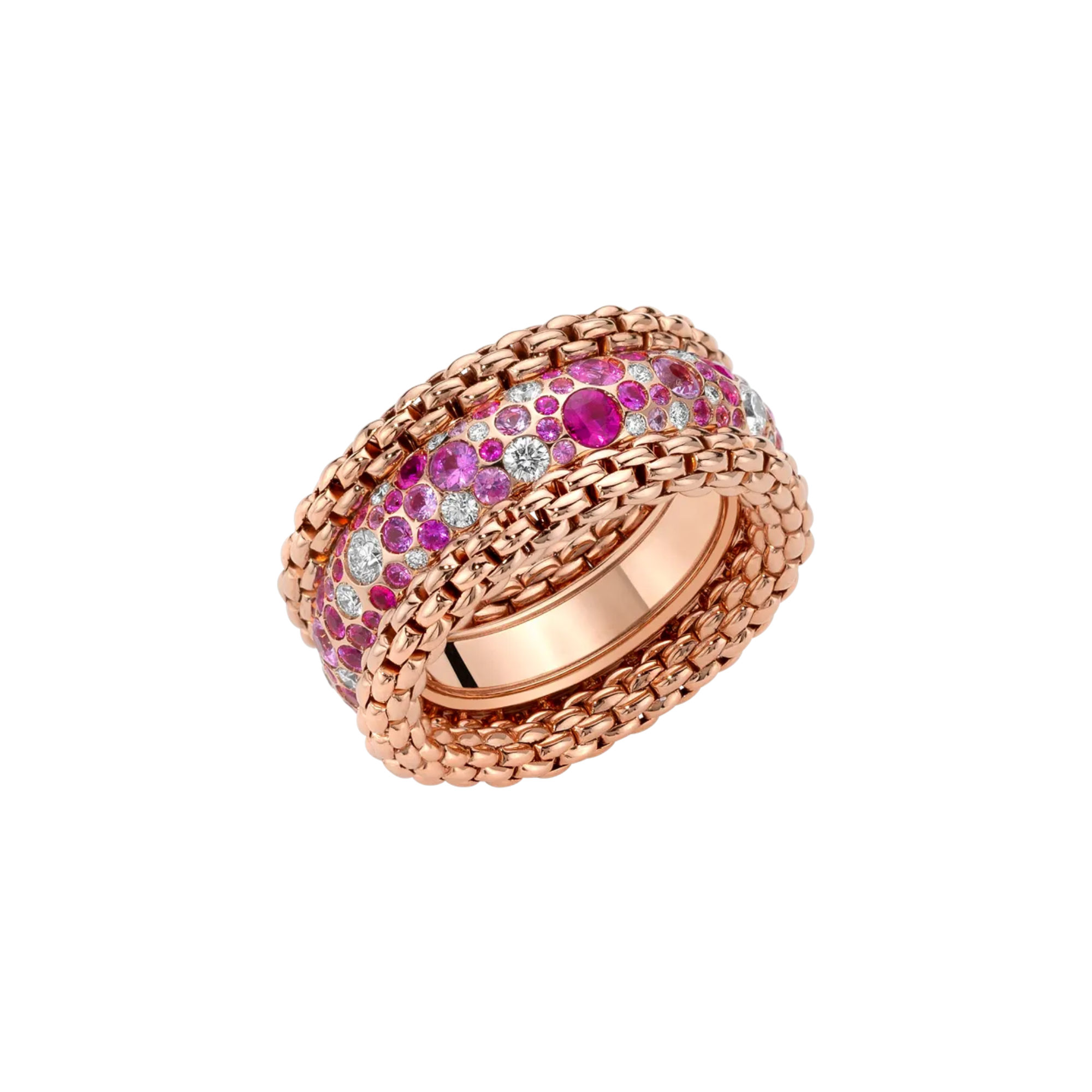 FOPE Bubble Ring mit Diamanten und rosa Saphiren (Ref: 71208AX_P3_R_XBX_140)