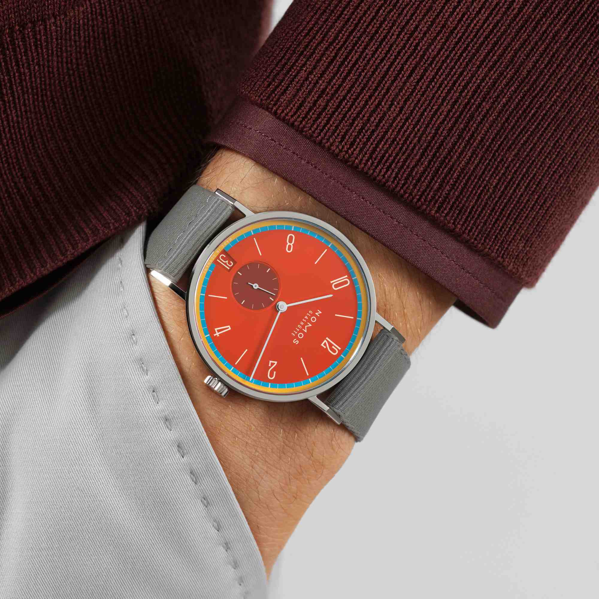 NOMOS Glashütte Tangente 38 Datum Sportbunt  (Ref: 179.S28)