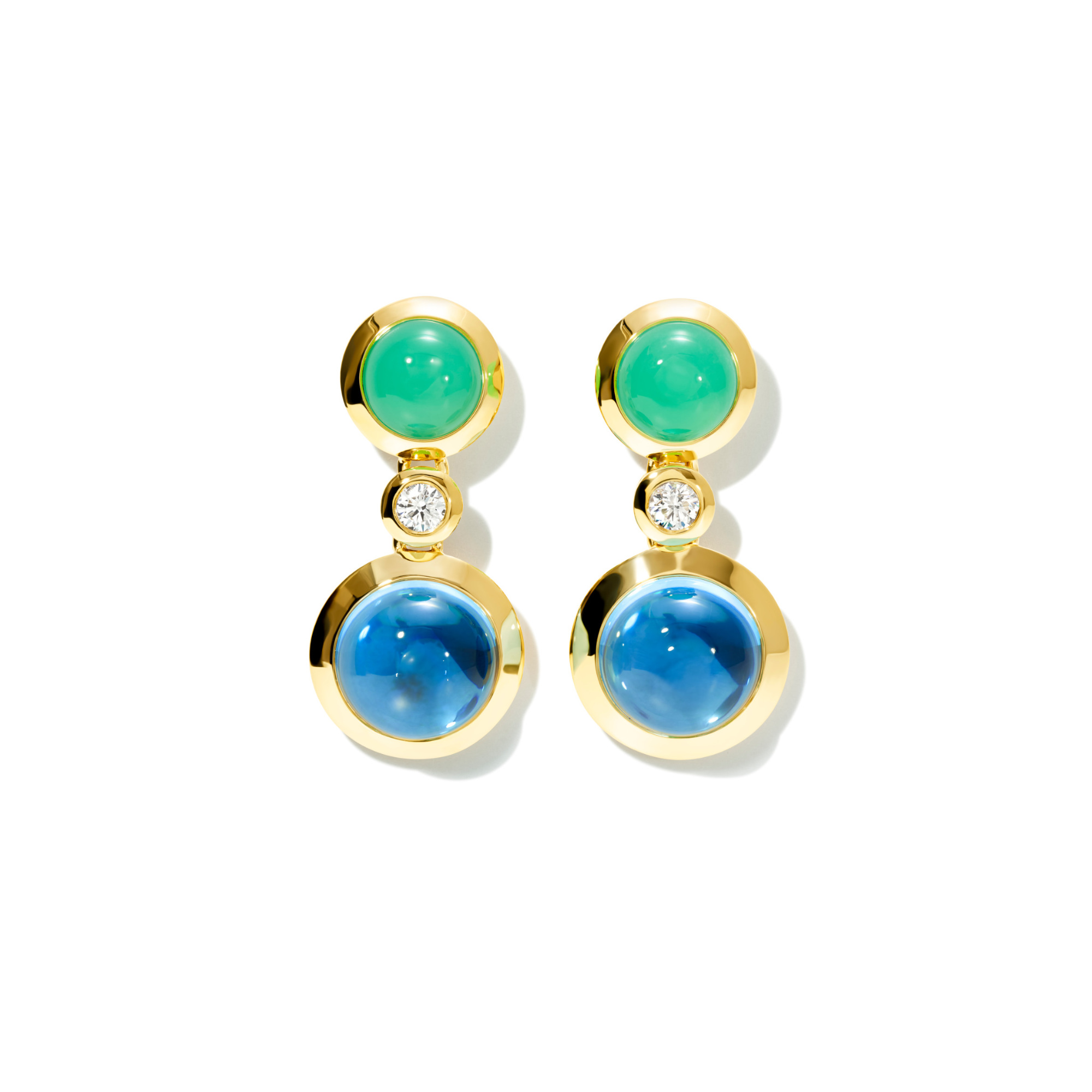 Tamara Comolli BOUTON Ohrringe 2 Cabochons 'Lagoon' (Ref: E-BOU-2-Lag-Cl-yg)