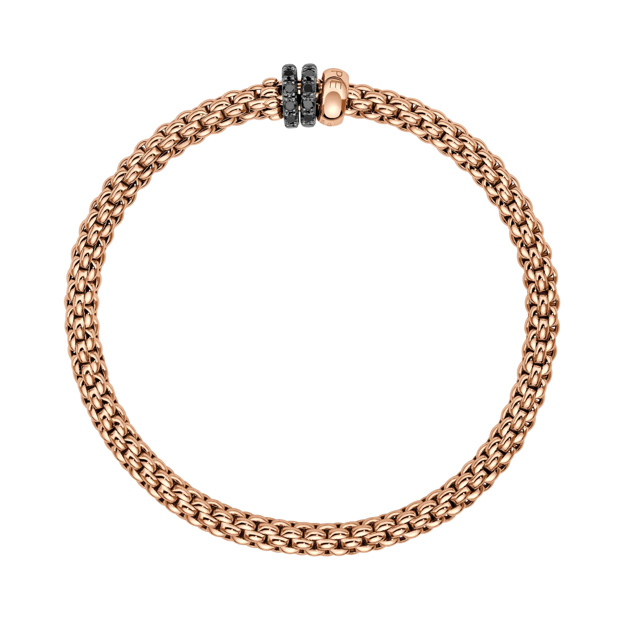 FOPE Solo Flex'it Armband mit drei Rondellen und schwarzem Pavébesatz (Ref: 62506BX_PN_R_11R_0XS)