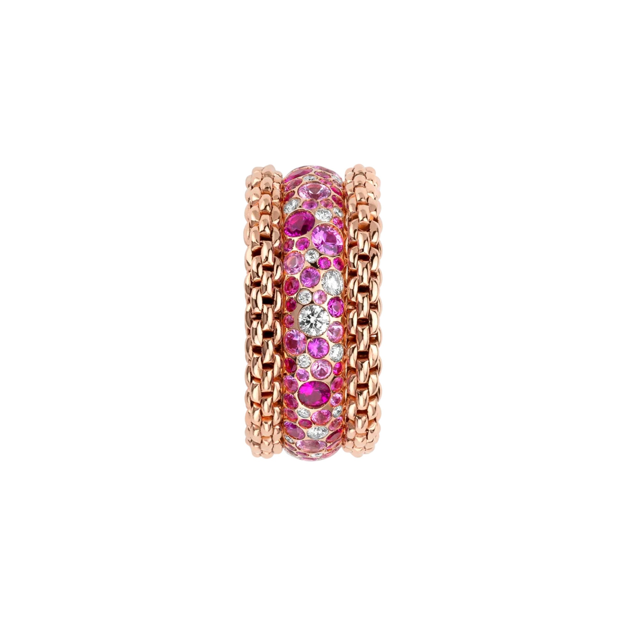 FOPE Bubble Ring mit Diamanten und rosa Saphiren (Ref: 71208AX_P3_R_XBX_140)
