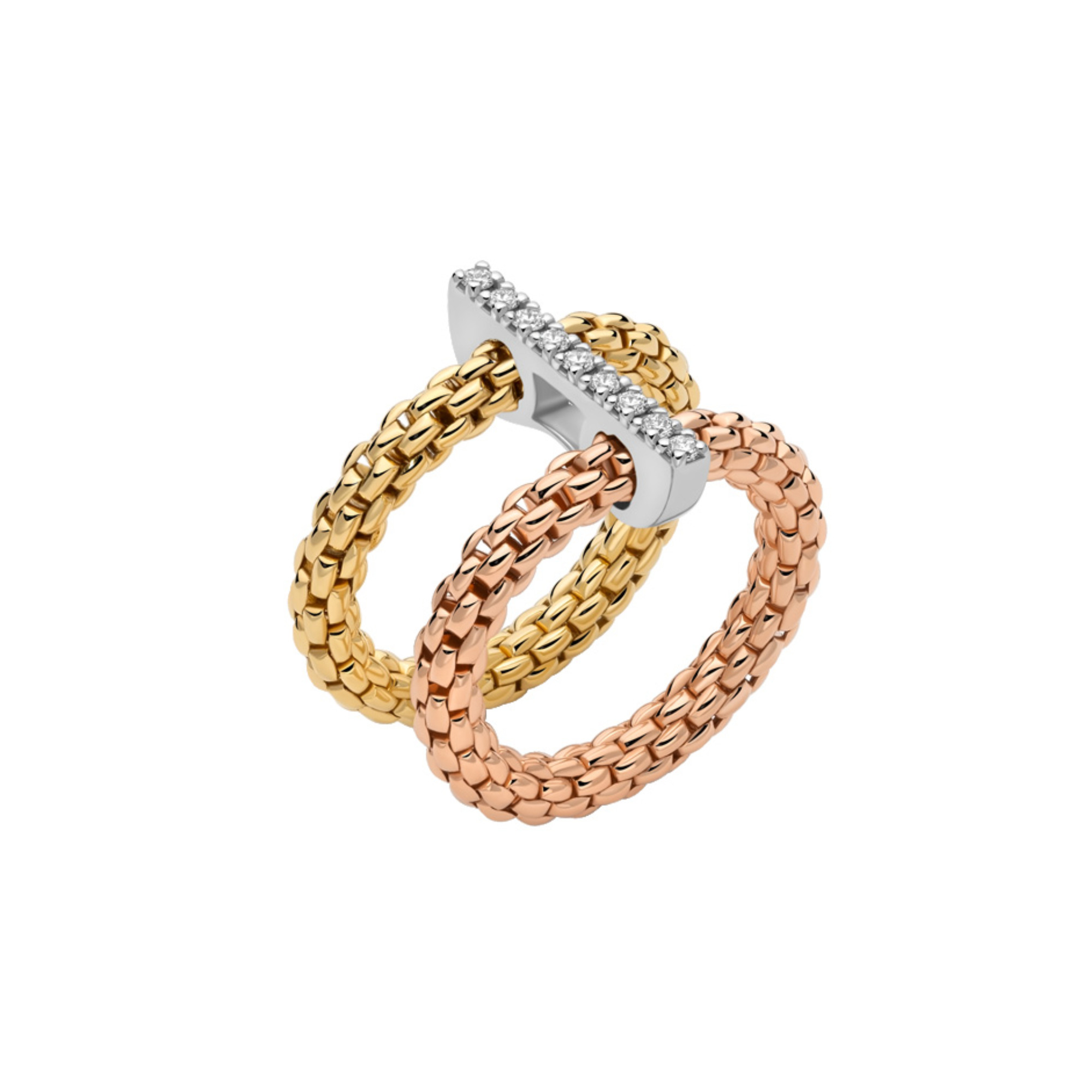 FOPE Prima doppelter Mesh-Ring mit Diamantpavé (Ref: 74008AX_BB_3_XBX_0XS)