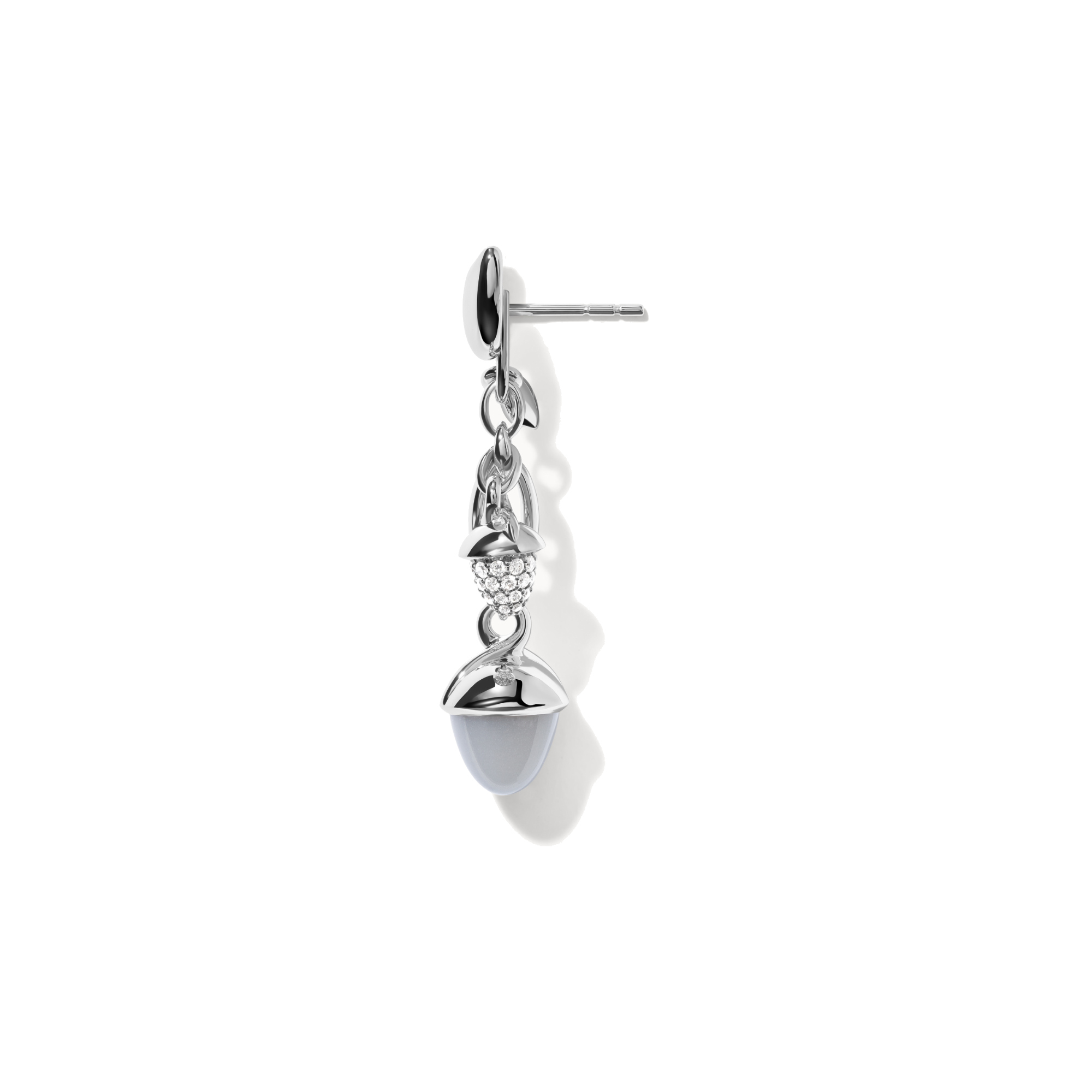 Tamara Comolli MIKADO Ohrringe  Dangling 2 Acorns 'Cashmere' mit Diamant Pavé  (Ref: E-M-d-2-Cas-p-wg)