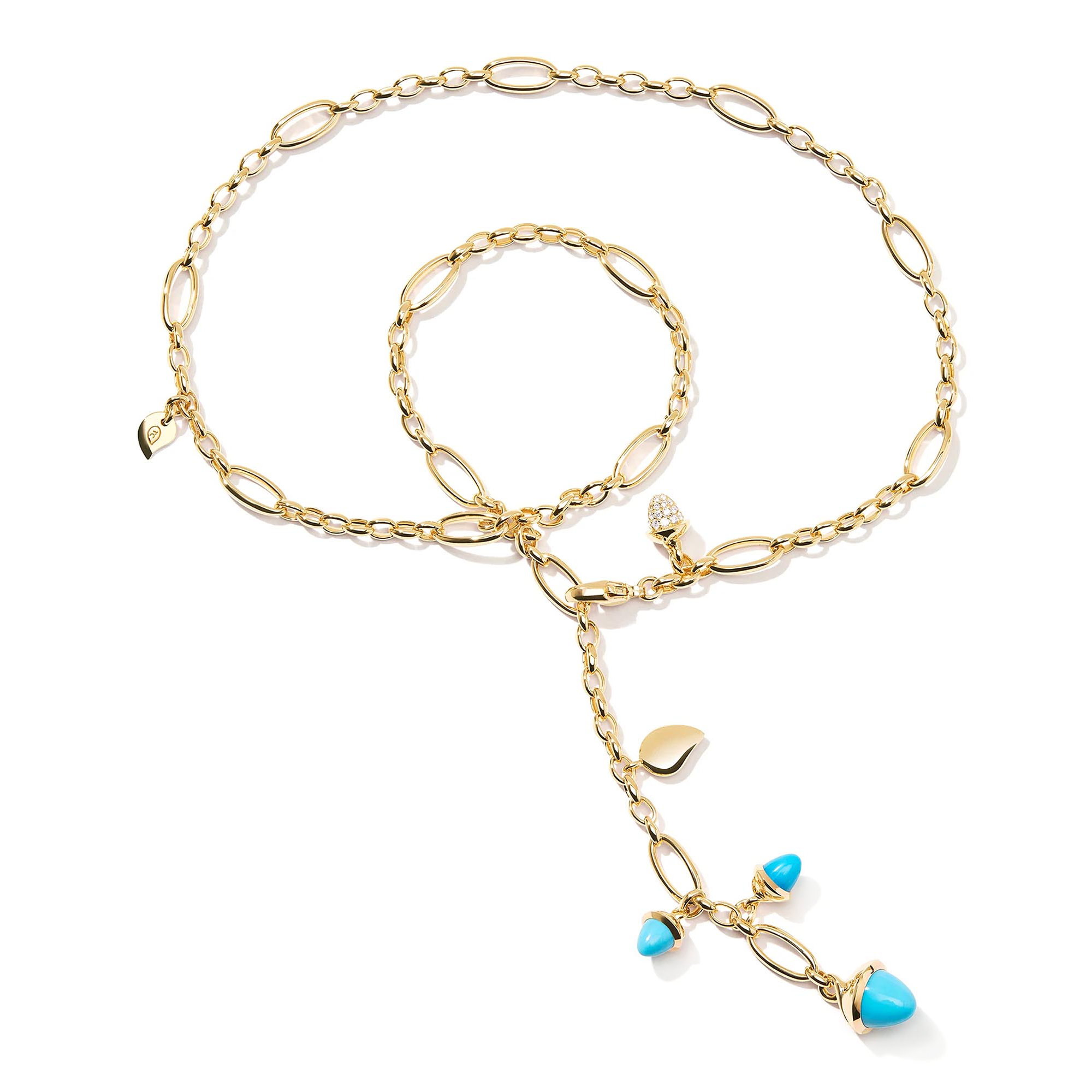 Tamara Comolli MIKADO Collier Delicate Türkis mit Diamond Pavé  (Ref: N-M-Del51-Tur-p-yg)