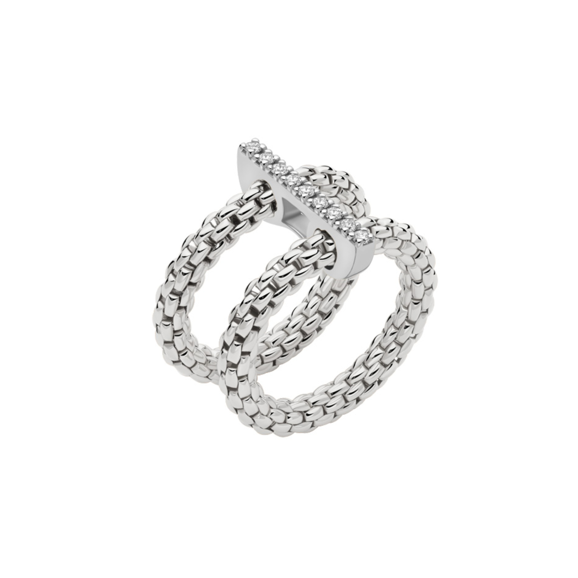 FOPE Prima doppelter Mesh-Ring mit Diamantpavé (Ref: 74008AX_BB_B_XBX_0XS)
