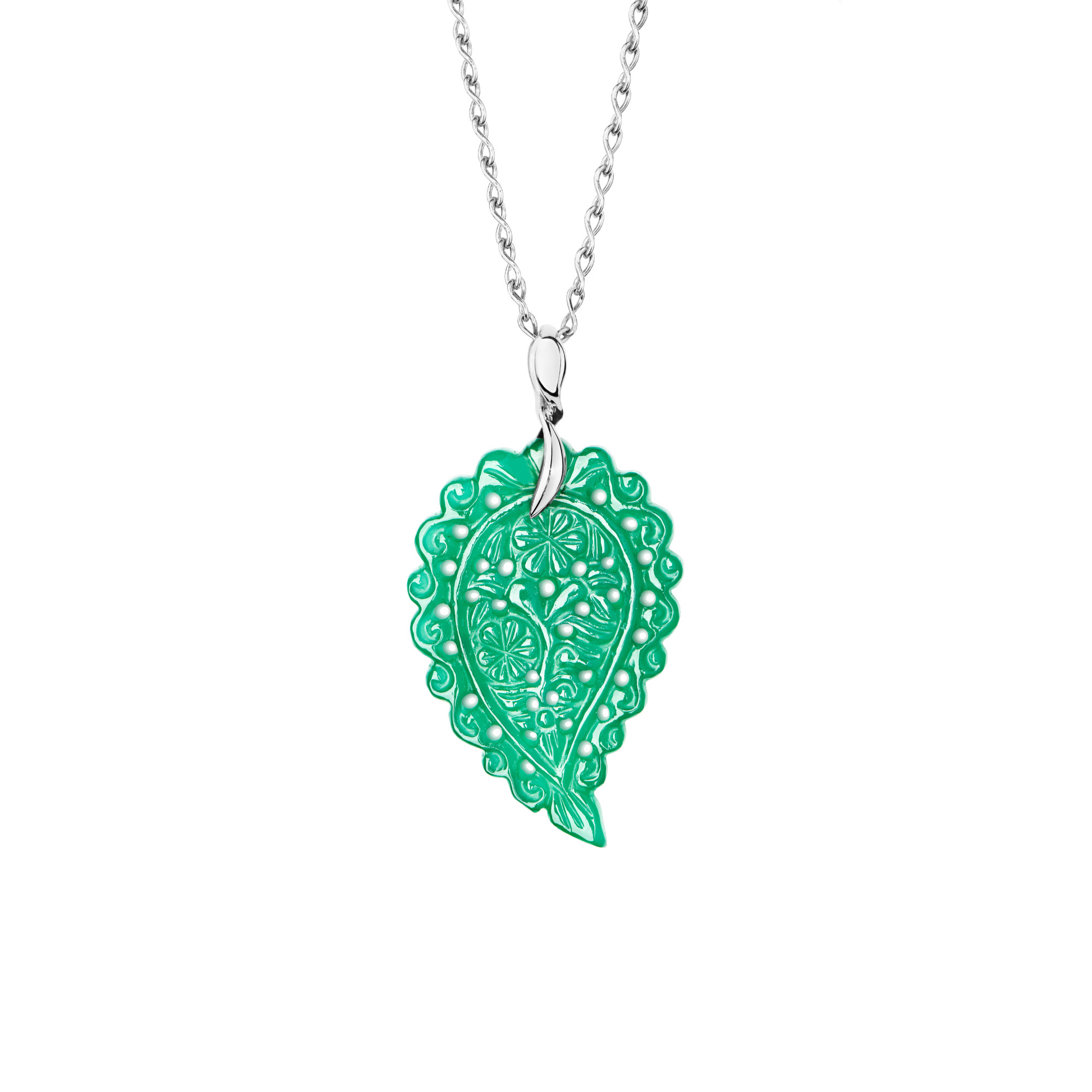 Tamara Comolli INDIA Leaf Anhänger medium grüner Onyx (Ref: P-IND-m-Jad-wg)