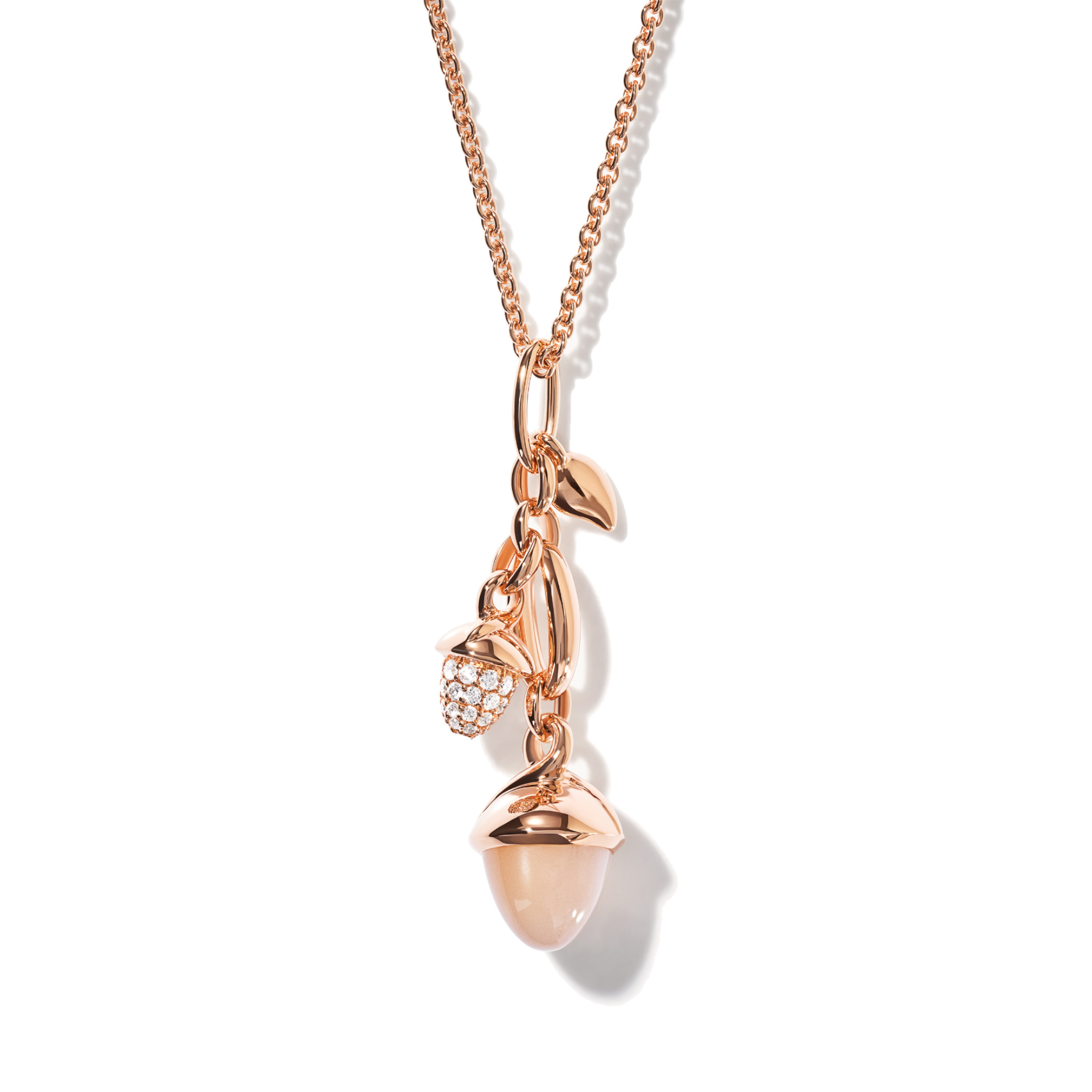 Tamara Comolli MIKADO Ohrringe Dangling 2 Acorns 'Camel' mit Diamant Pavé  (Ref: E-M-d-2-Cam-p-rg)