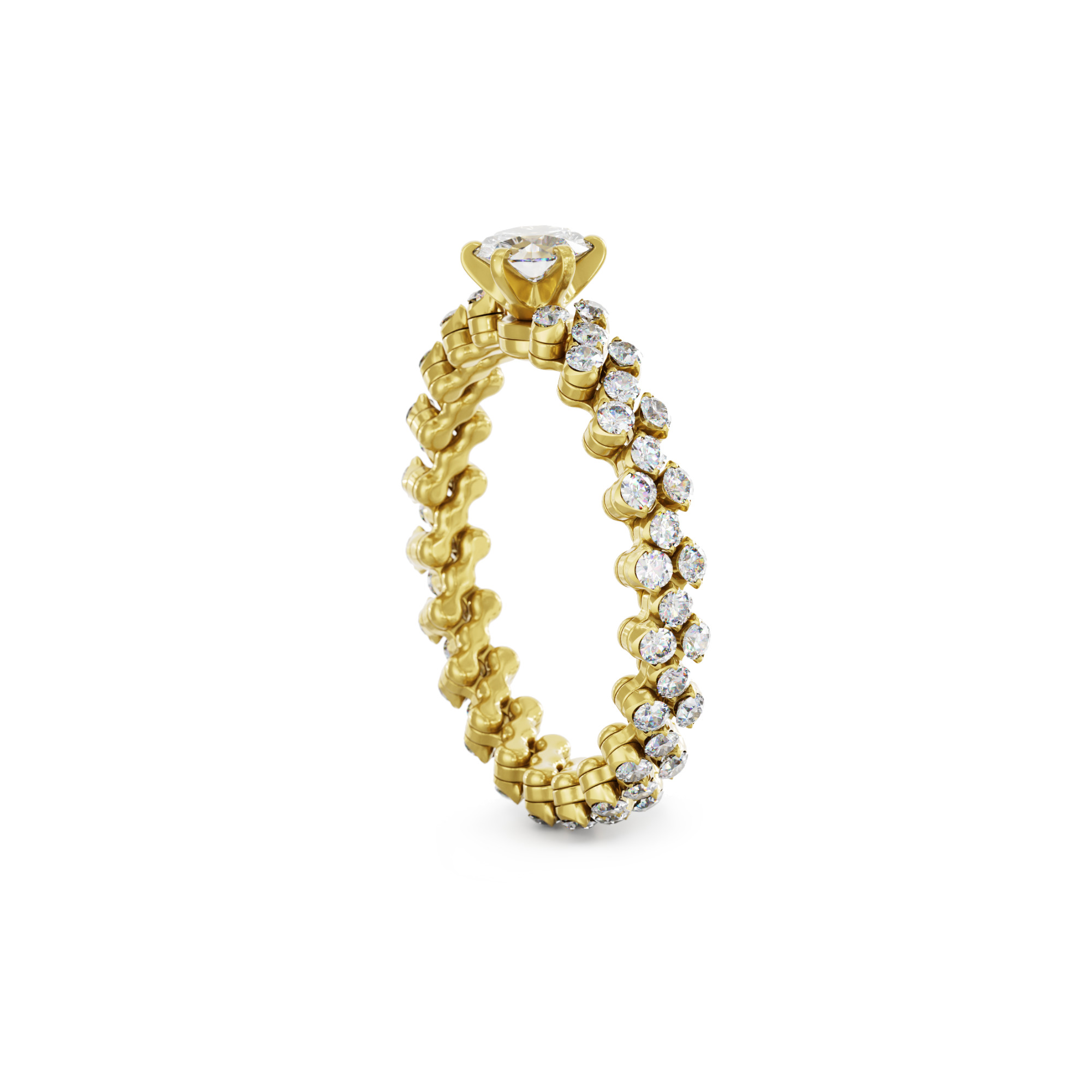 Serafino Consoli Brevetto Solitaire Multi-Size Ring (Ref: RMS SL WD 075 3F2 YG WD)