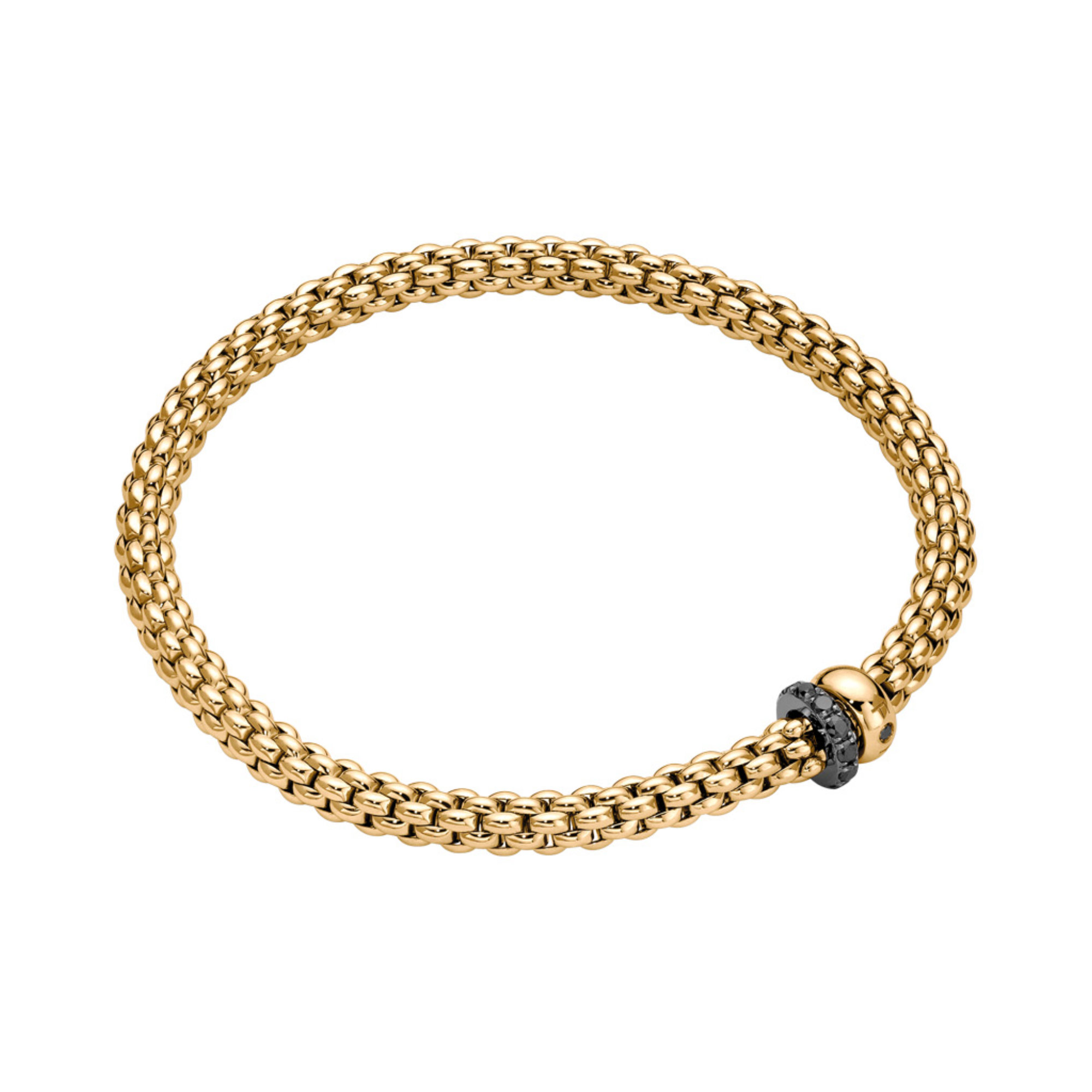 FOPE Solo Flex'it Armband mit zwei Rondellen und schwarzer Pavé-Fassung (Ref: 62406BX_PN_G_1GX_0XS)