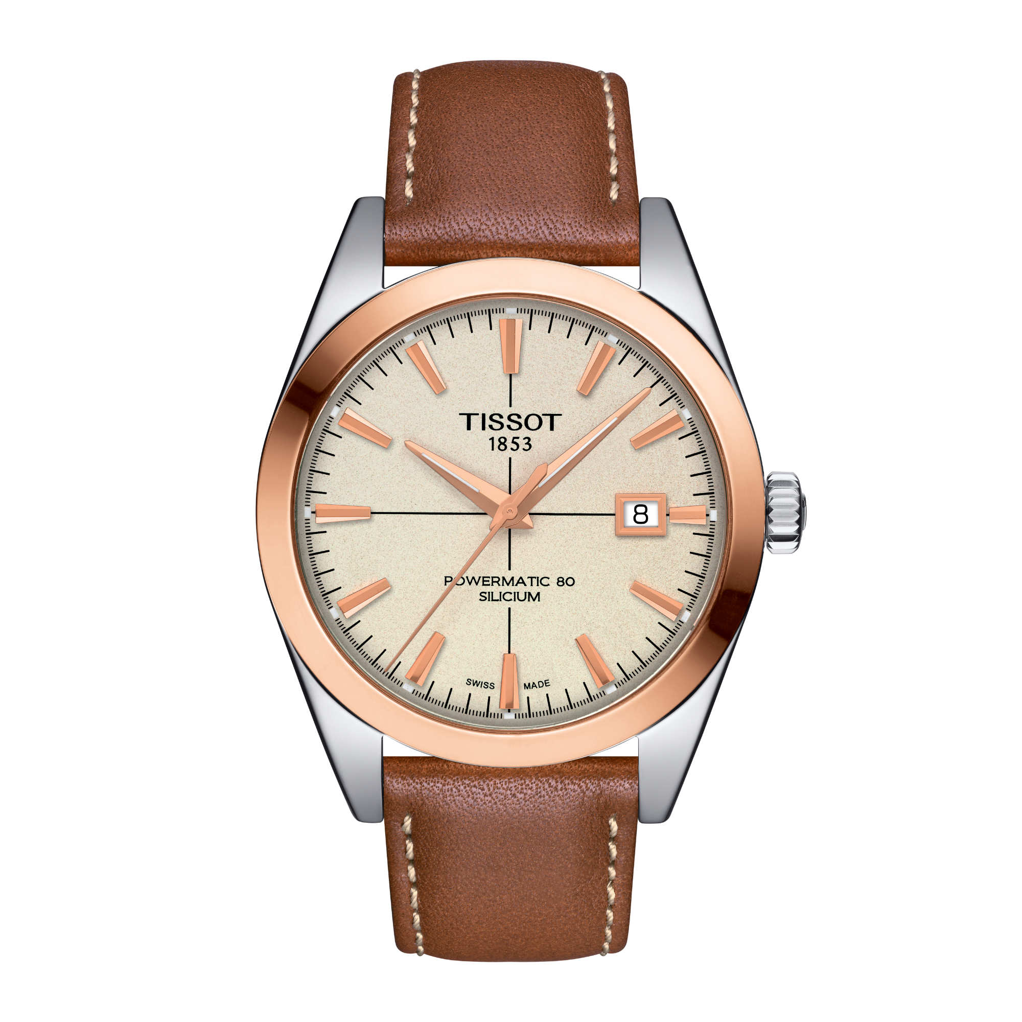 Tissot Gentleman Powermatic 80 Silicium 18K Goldlünette (Ref: T927.407.46.261.00)