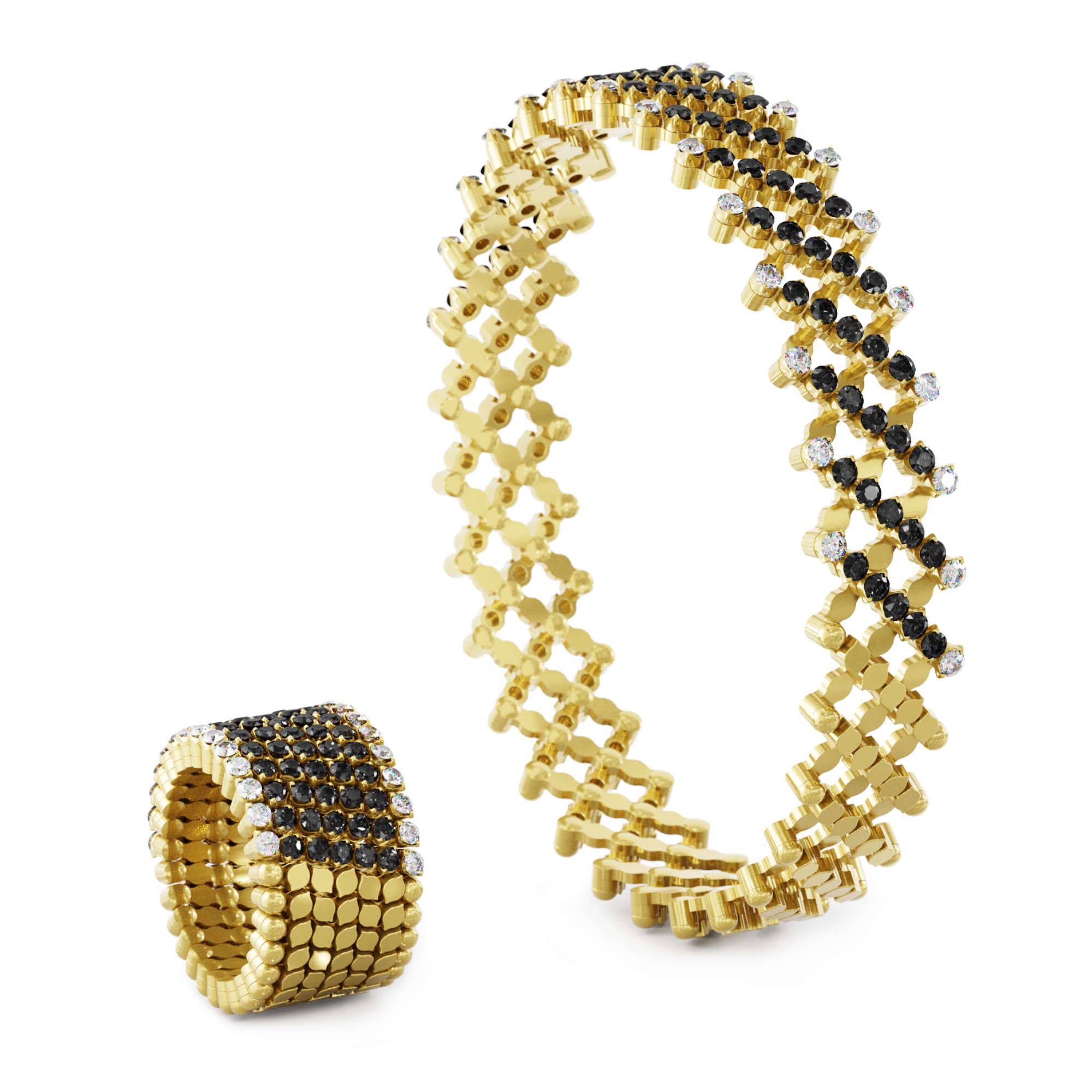Serafino Consoli Serafino Multi-Size Ring und Armreif (Ref: S.RB 7H2 YG WD BD)