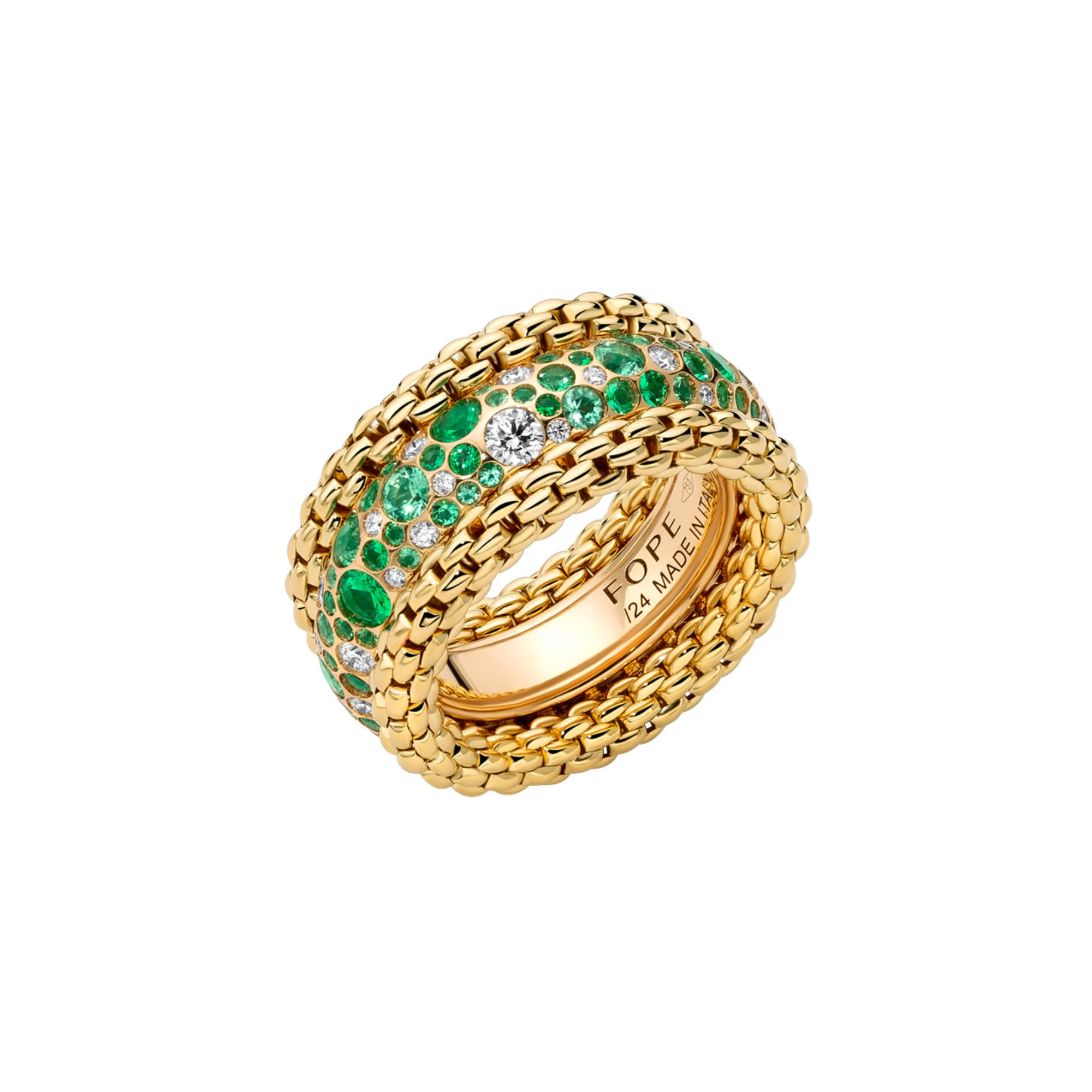 FOPE Bubble Ring mit Diamanten und Smaragden (Ref: 71208AX_P6_G_XRX_140)
