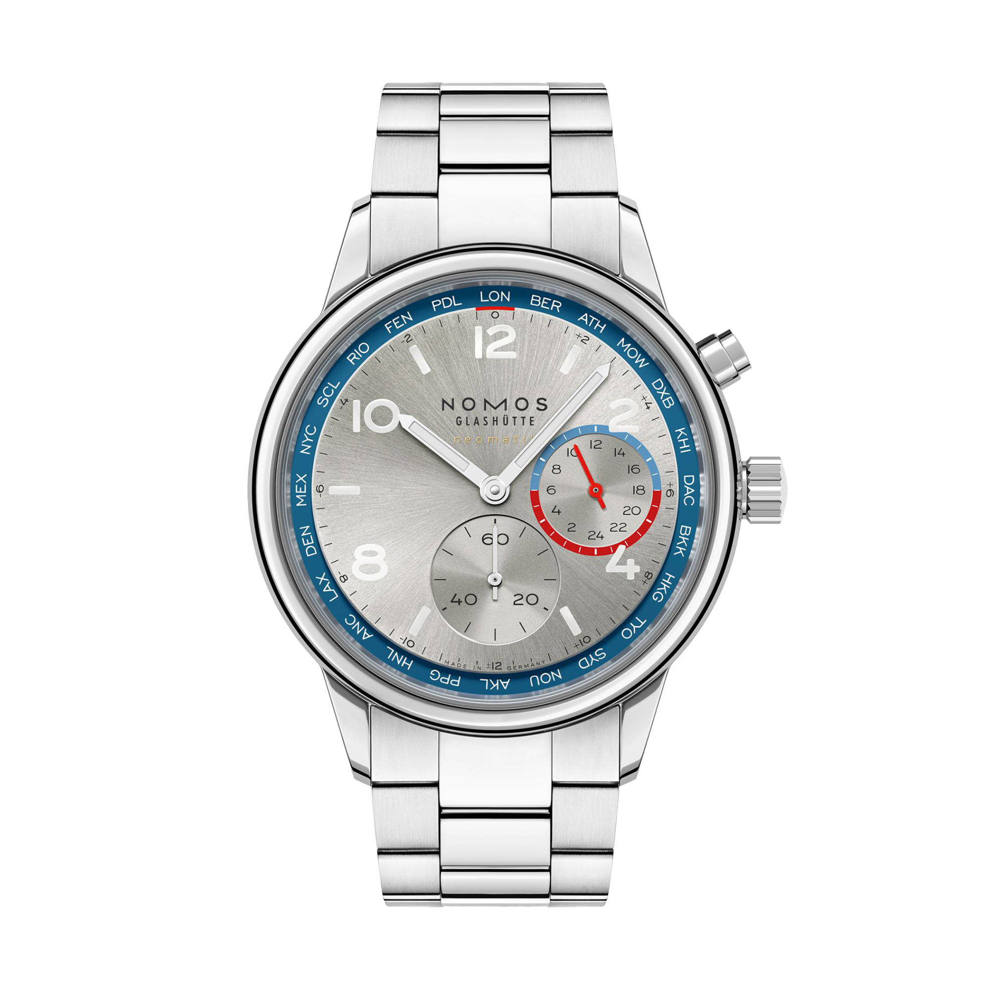 NOMOS Glashütte Club Sport Neomatik Weltzeit silber (Ref: 791.SB)