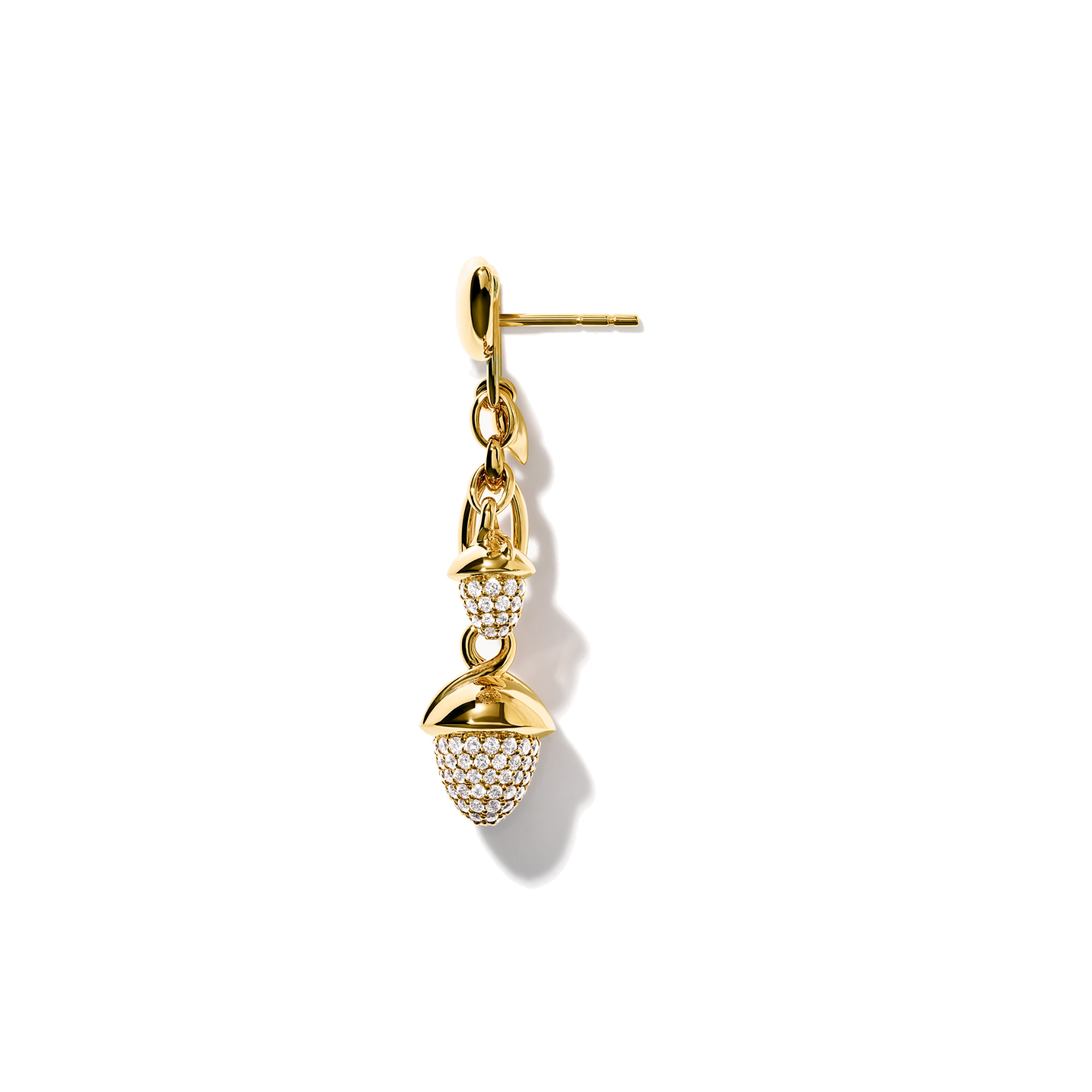 Tamara Comolli MIKADO Dangling 2 Acorns Ohrringe mit Diamant Pavé   (Ref: E-M-d-2-p-yg)