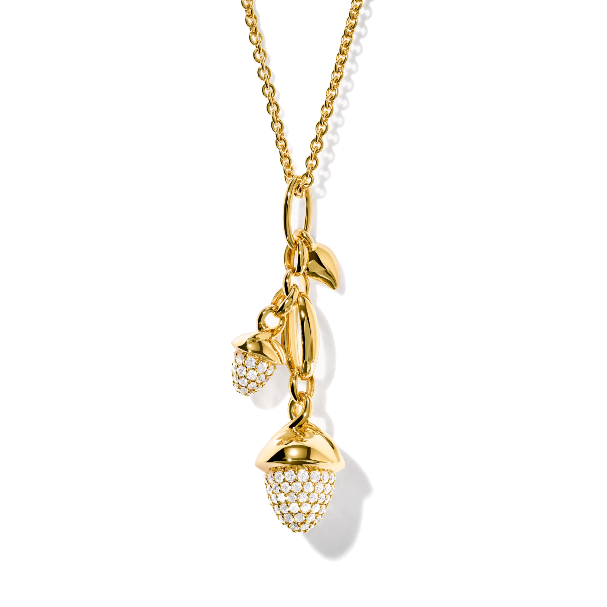 Tamara Comolli MIKADO Dangling 2 Acorns Ohrringe mit Diamant Pavé   (Ref: E-M-d-2-p-yg)
