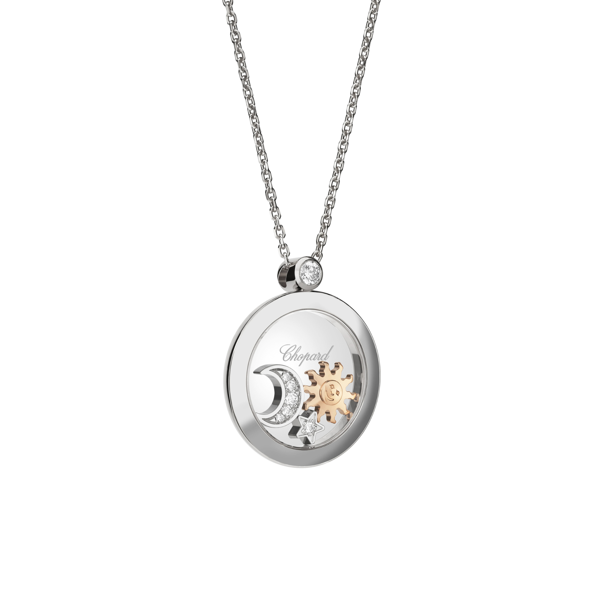 Chopard Happy Sun, Moon and Stars Anhänger mit Halskette (Ref: 799434-1201)