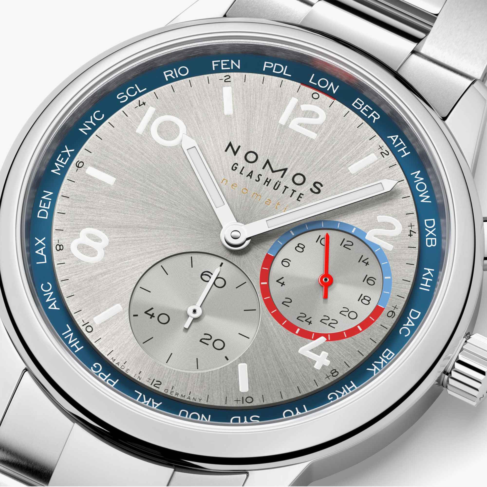 NOMOS Glashütte Club Sport Neomatik Weltzeit silber (Ref: 791.SB)