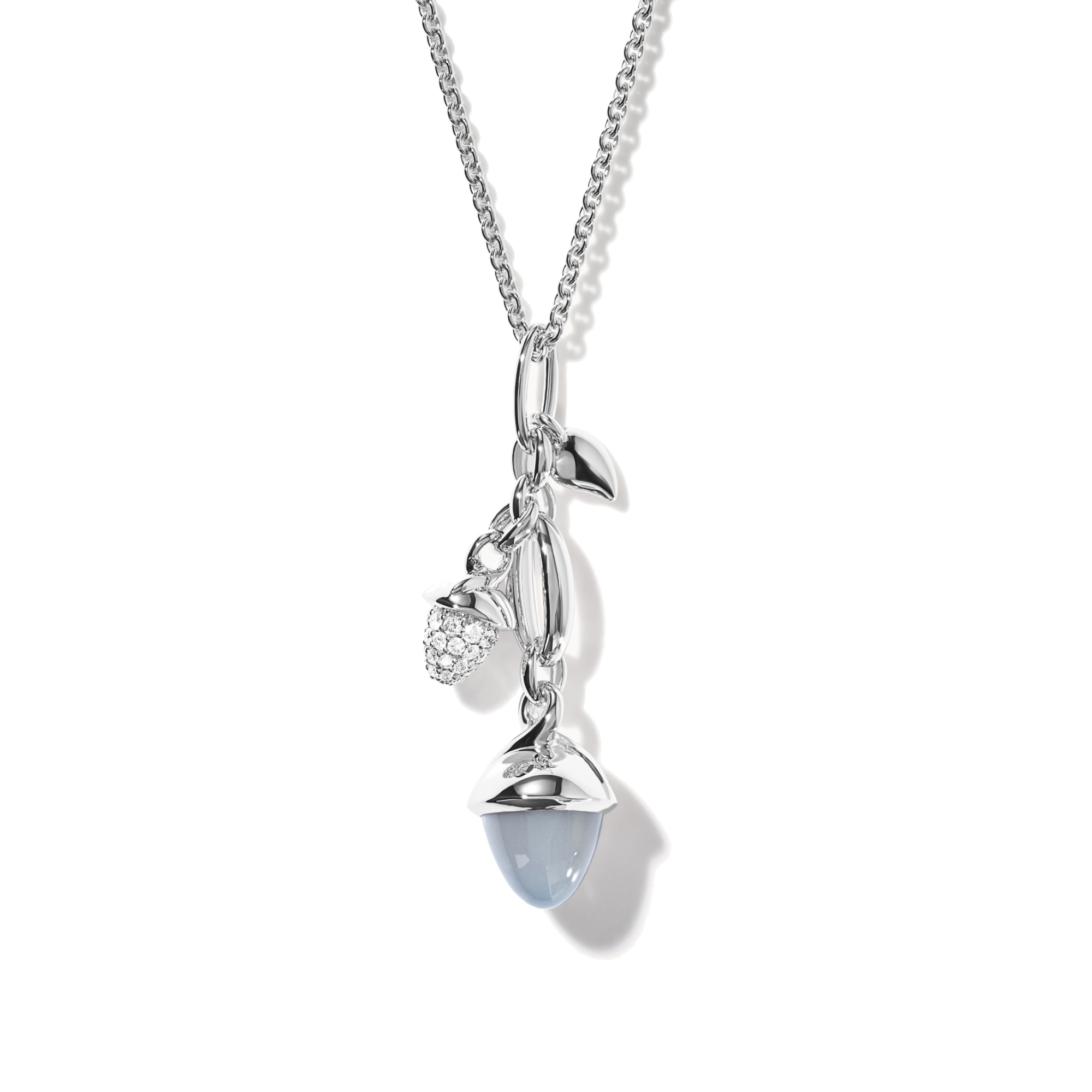 Tamara Comolli MIKADO Ohrringe  Dangling 2 Acorns 'Cashmere' mit Diamant Pavé  (Ref: E-M-d-2-Cas-p-wg)