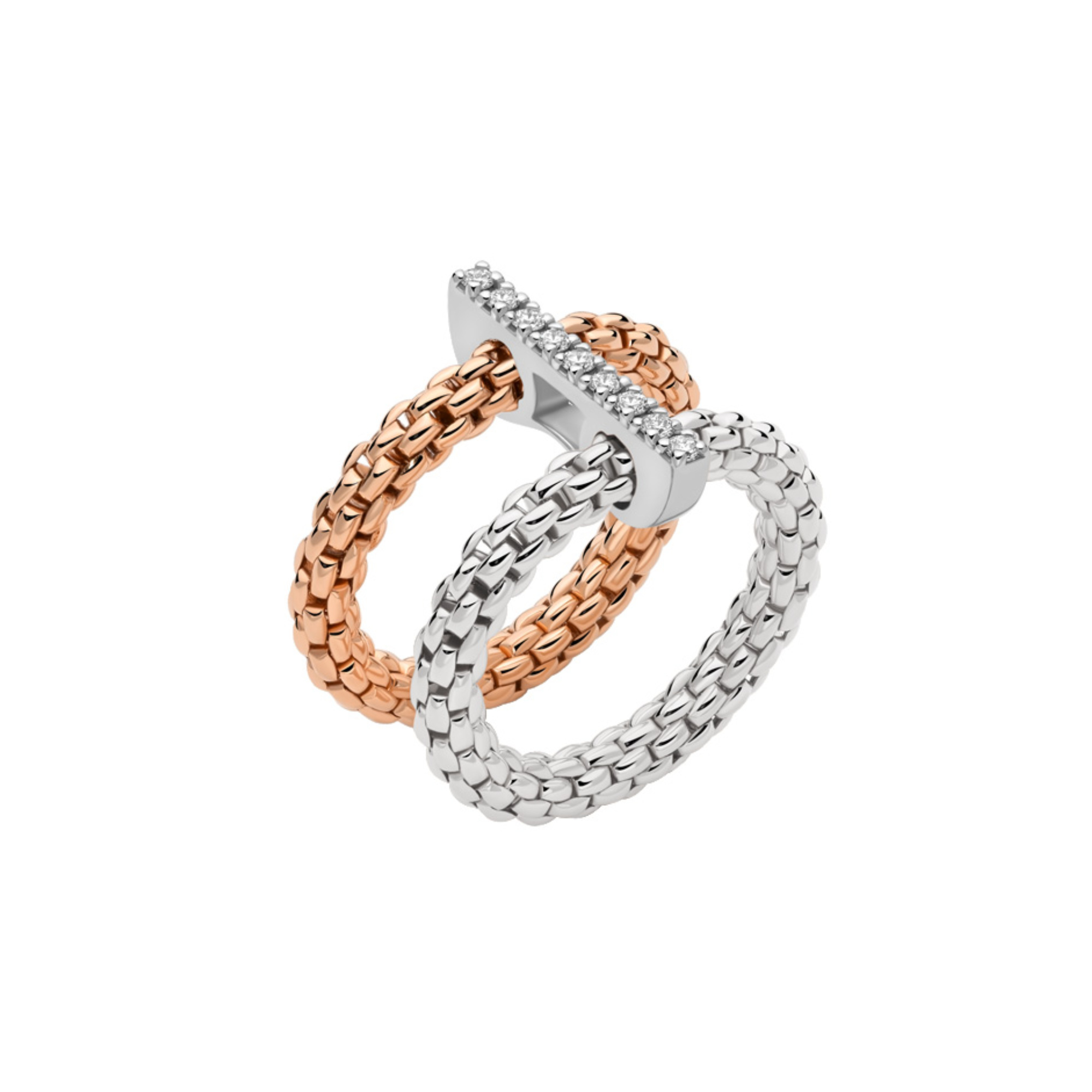 FOPE Prima doppelter Mesh-Ring mit Diamantpavé (Ref: 74008AX_BB_1_XBX_0XS)