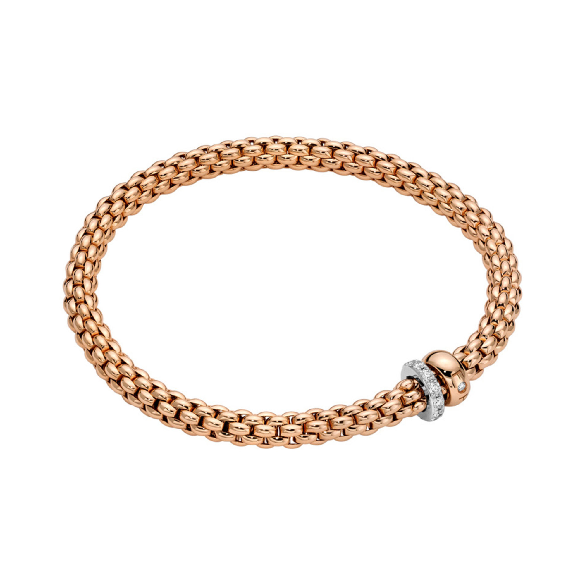 FOPE Solo Flex'it Armband mit zwei Rondellen und Pavé-Fassung (Ref: 62406BX_PB_R_BRX_0XS)