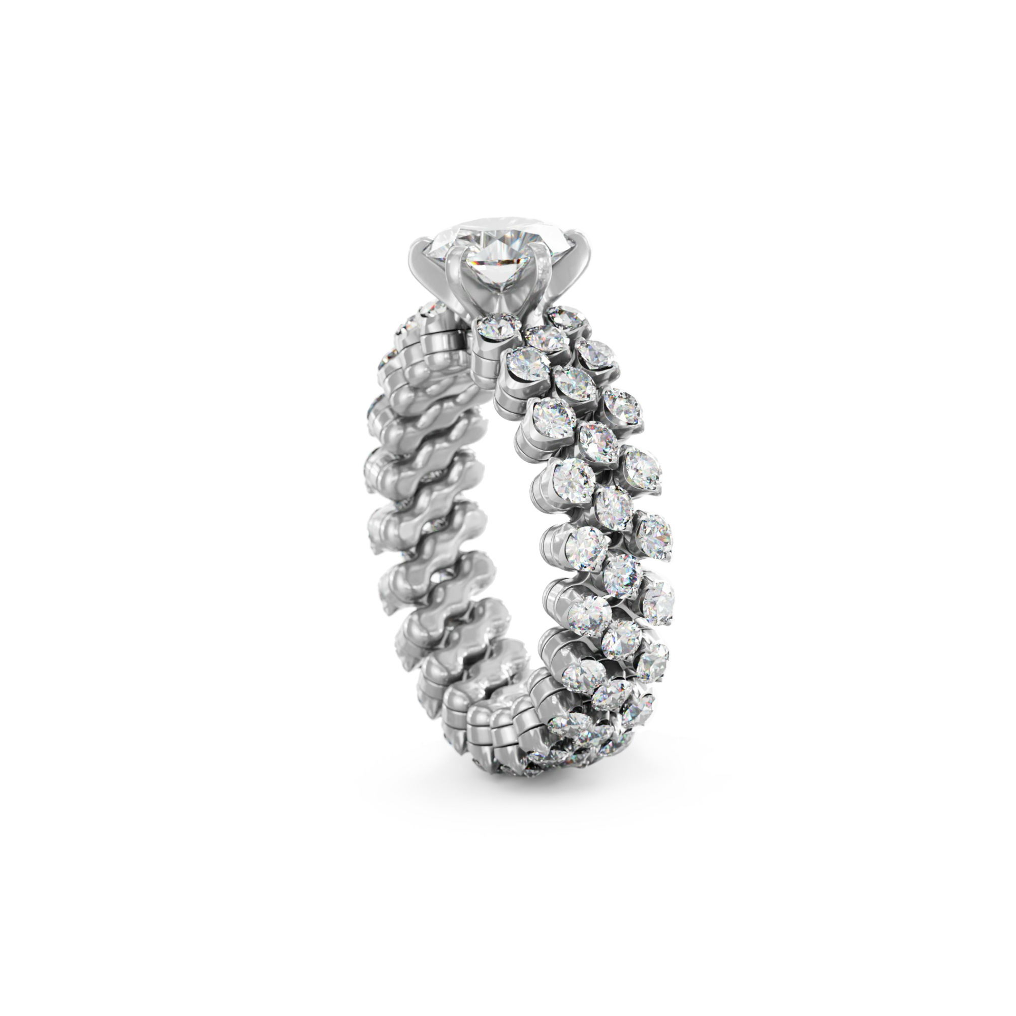Serafino Consoli Brevetto Solitaire Multi-Size Ring (Ref: RMS SL WD 100 3F2 WG WD)