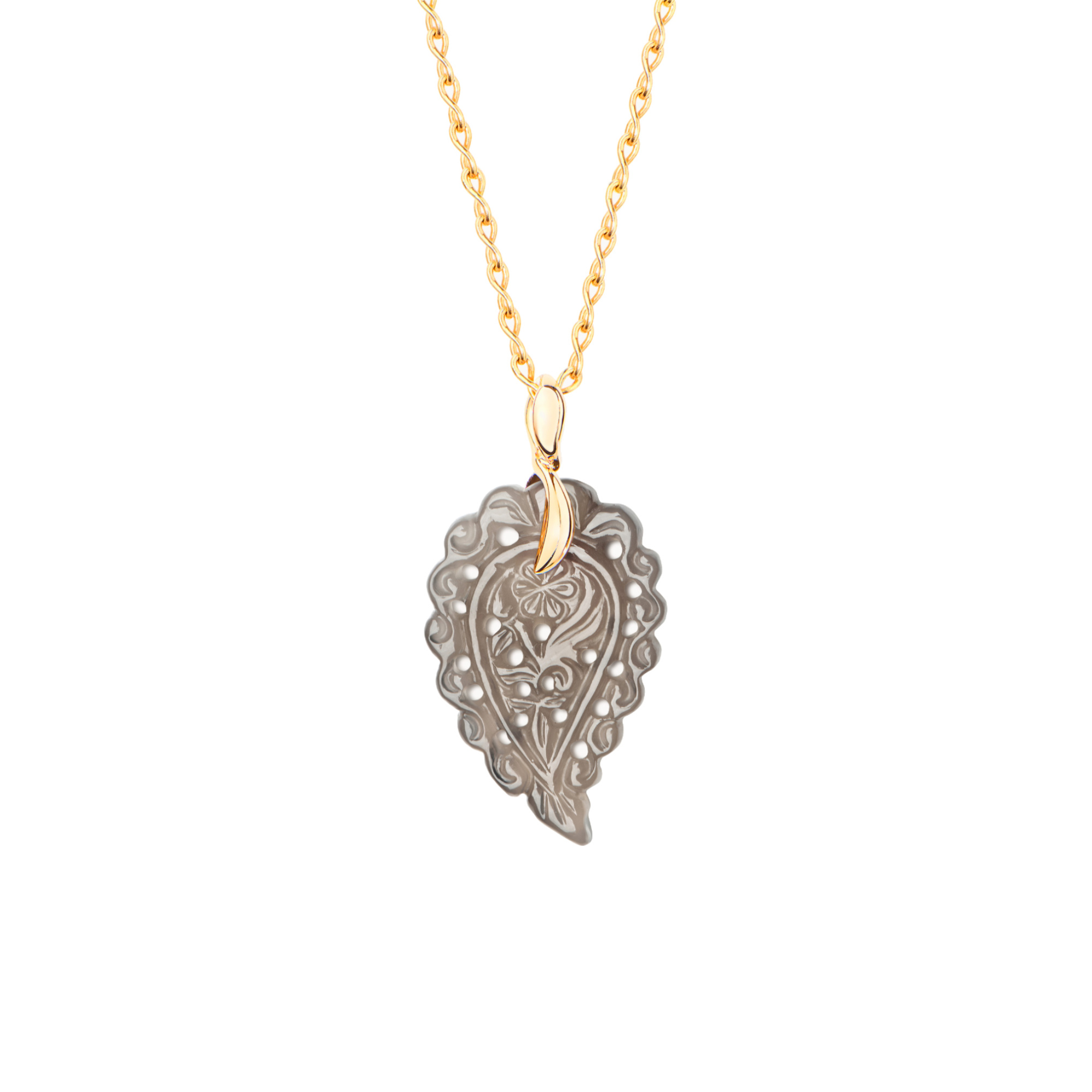 Tamara Comolli INDIA Leaf Anhänger Smoky Quartz (Ref: P-IND-s-Gre-yg)
