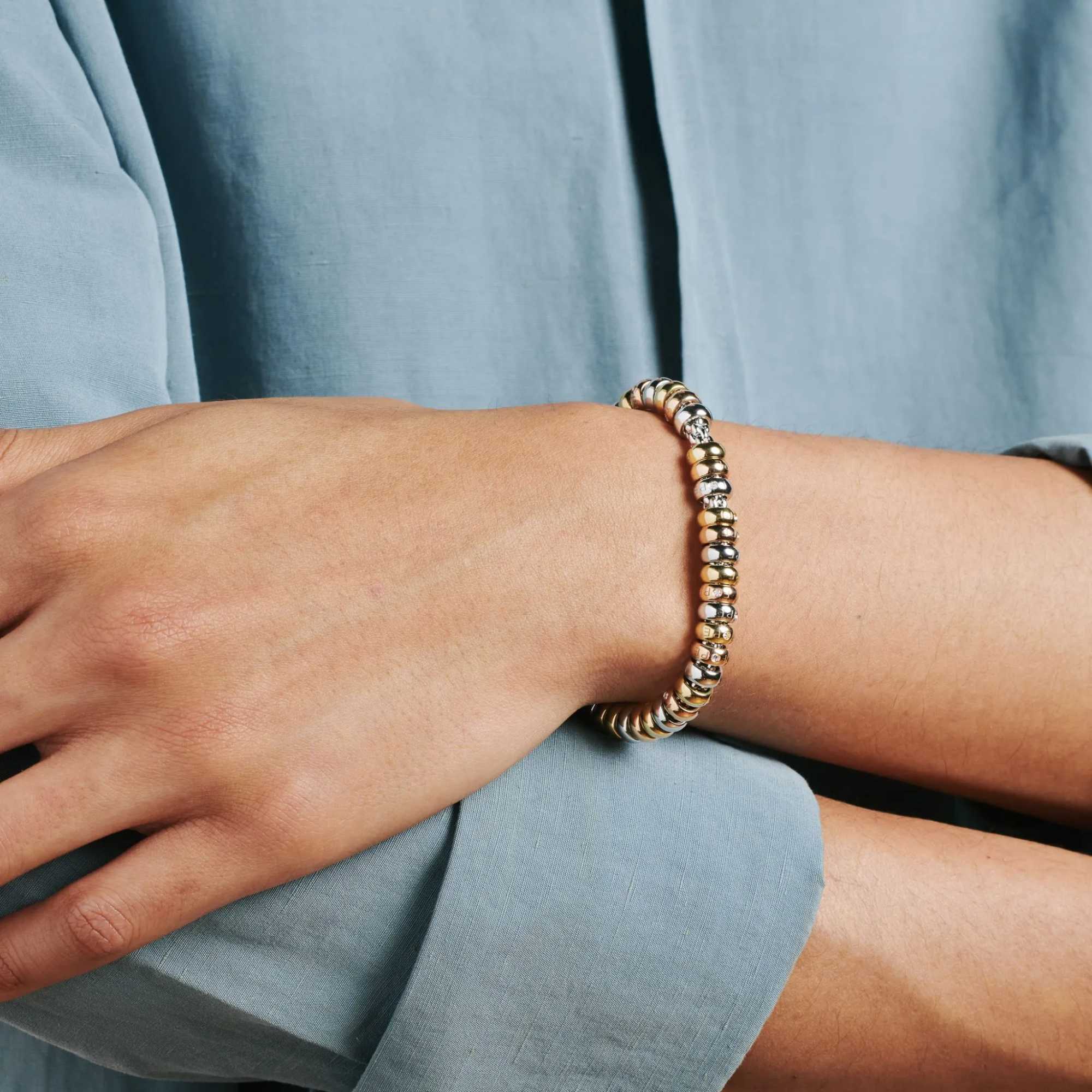 FOPE Solo Flex'it Armband mit dreifarbigen Goldrondellen und Diamanten (Ref: 64006BX_BB_B_XXX_0XS)