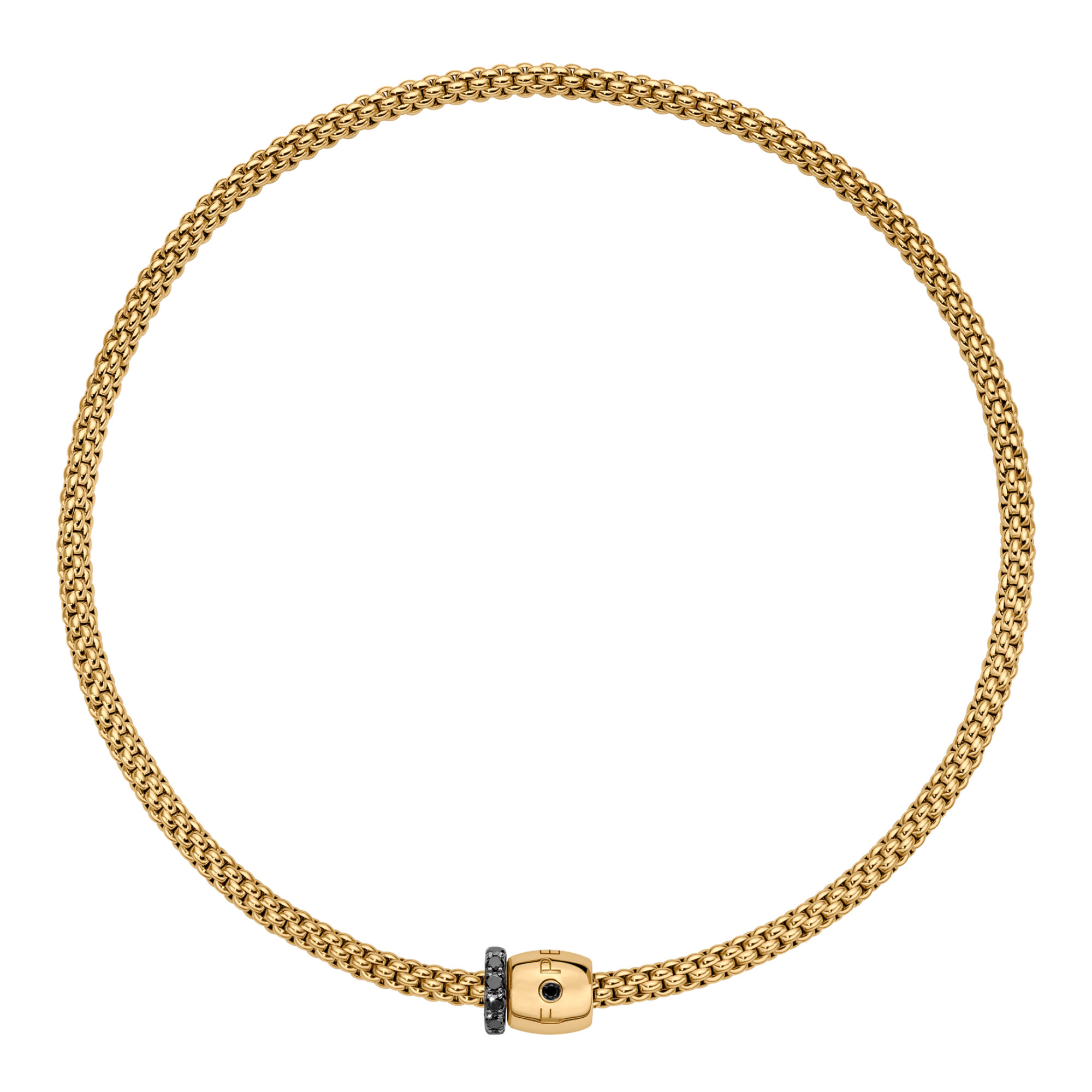FOPE Solo Flex'it Halskette mit dekorativem Verschluss und schwarzem Diamantpavé (Ref: 62606CX_PN_G_X1X_034)