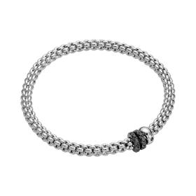 FOPE Solo Flex'it Armband mit drei Rondellen und schwarzem Pavébesatz 62506BX_PN_B_11B_0XS