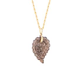 Tamara Comolli INDIA Leaf Anhänger small Rauchquarz P-IND-s-Smo-yg