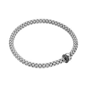 FOPE Solo Flex'it Armband mit zwei Rondellen und schwarzer Pavé-Fassung 62406BX_PN_B_1BX_0XS